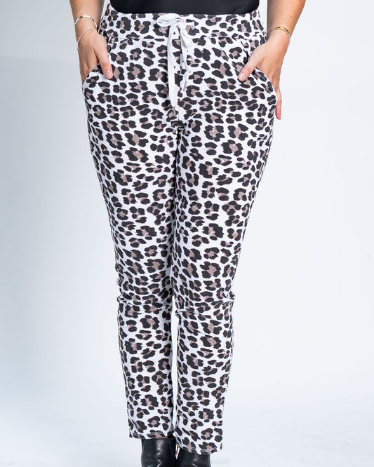 Jogger Italiano Animal Print Blanco