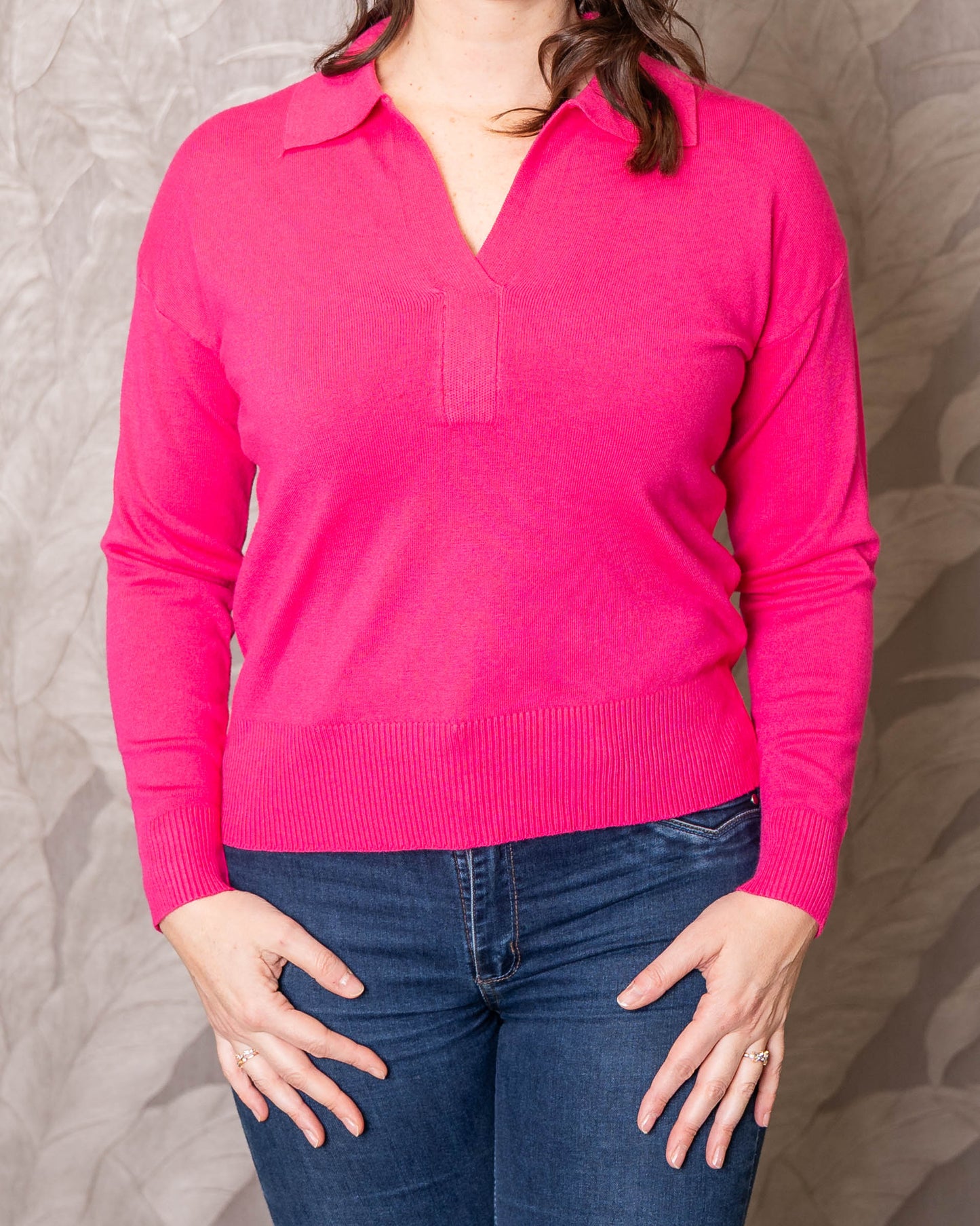 SWEATER CUELLO POLO SIENNA FUCSIA
