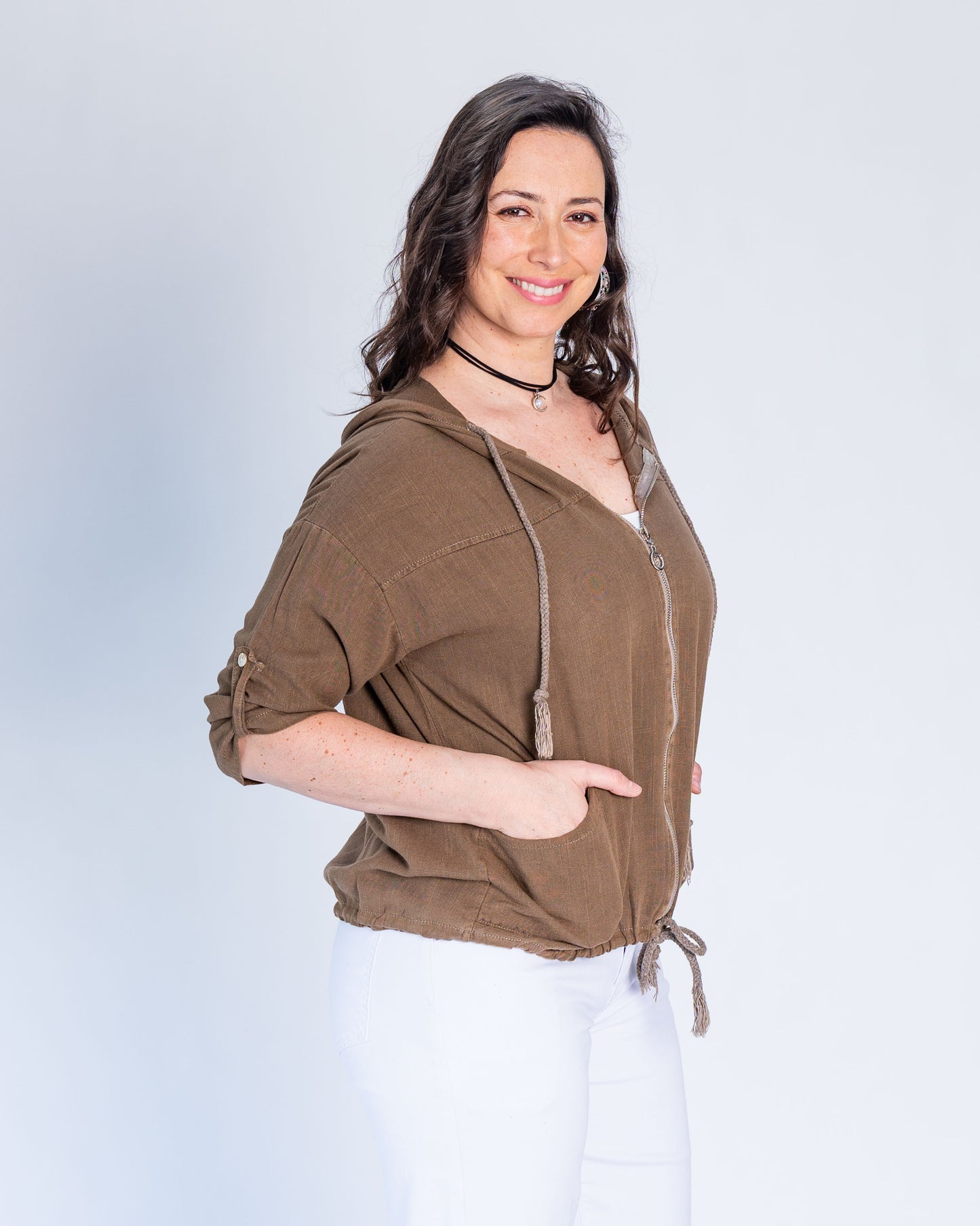 Bomber Semi Lino Cote Chocolate