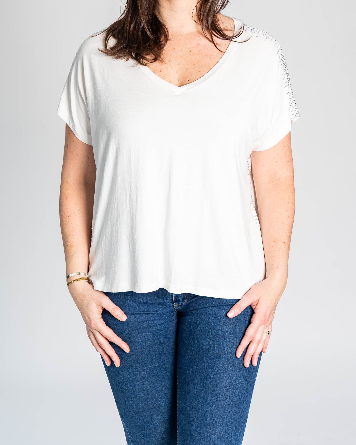 POLERA BRASILEÑA CON BRILLOS BLANCA