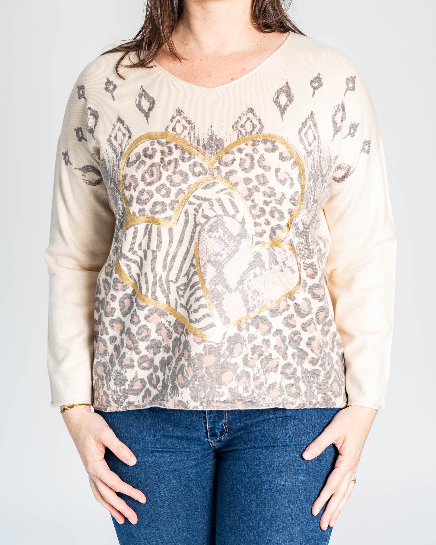 SWEATER BRENDITA CORAZONES BEIGE