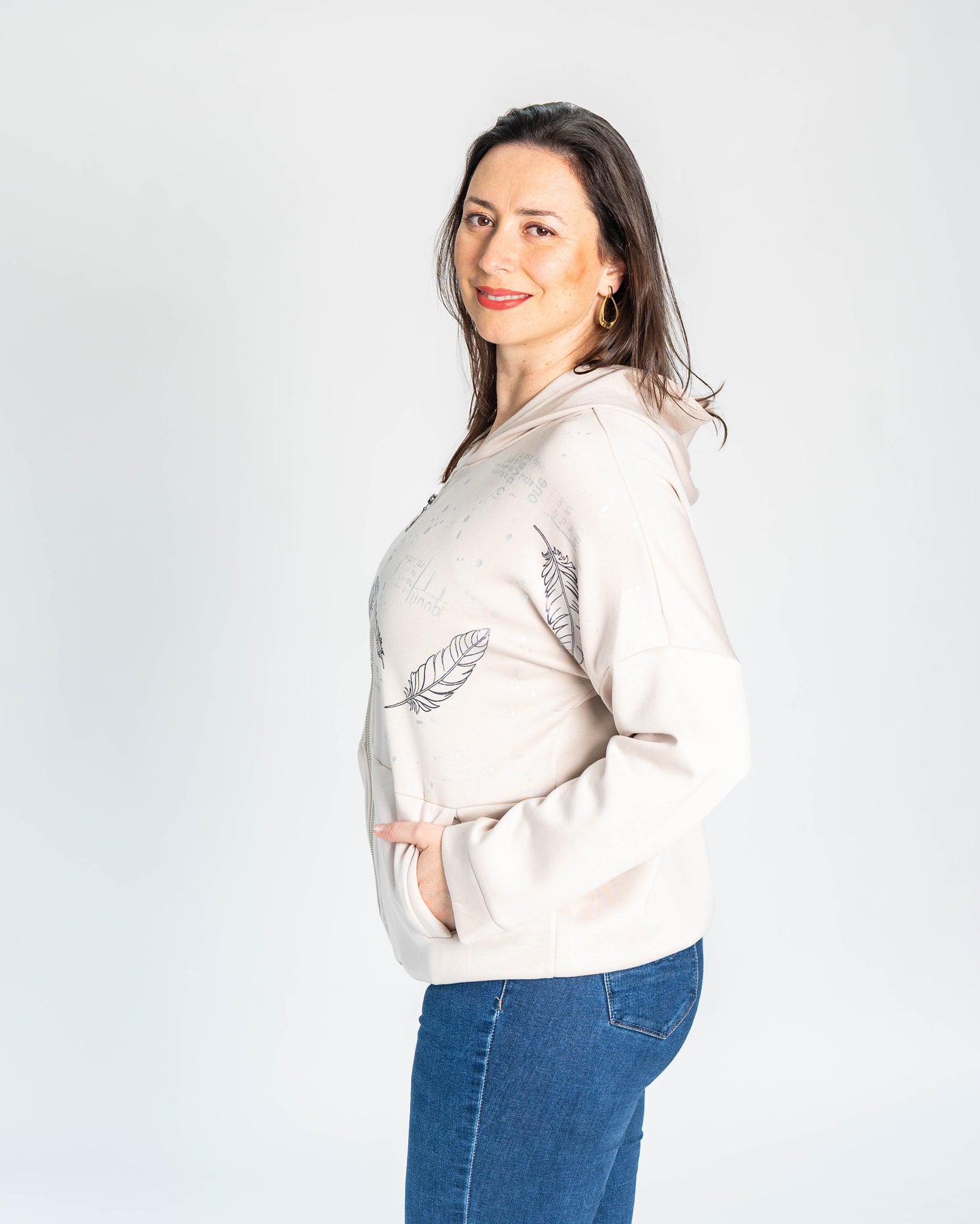 POLERON PLUMAS ANGELA BEIGE