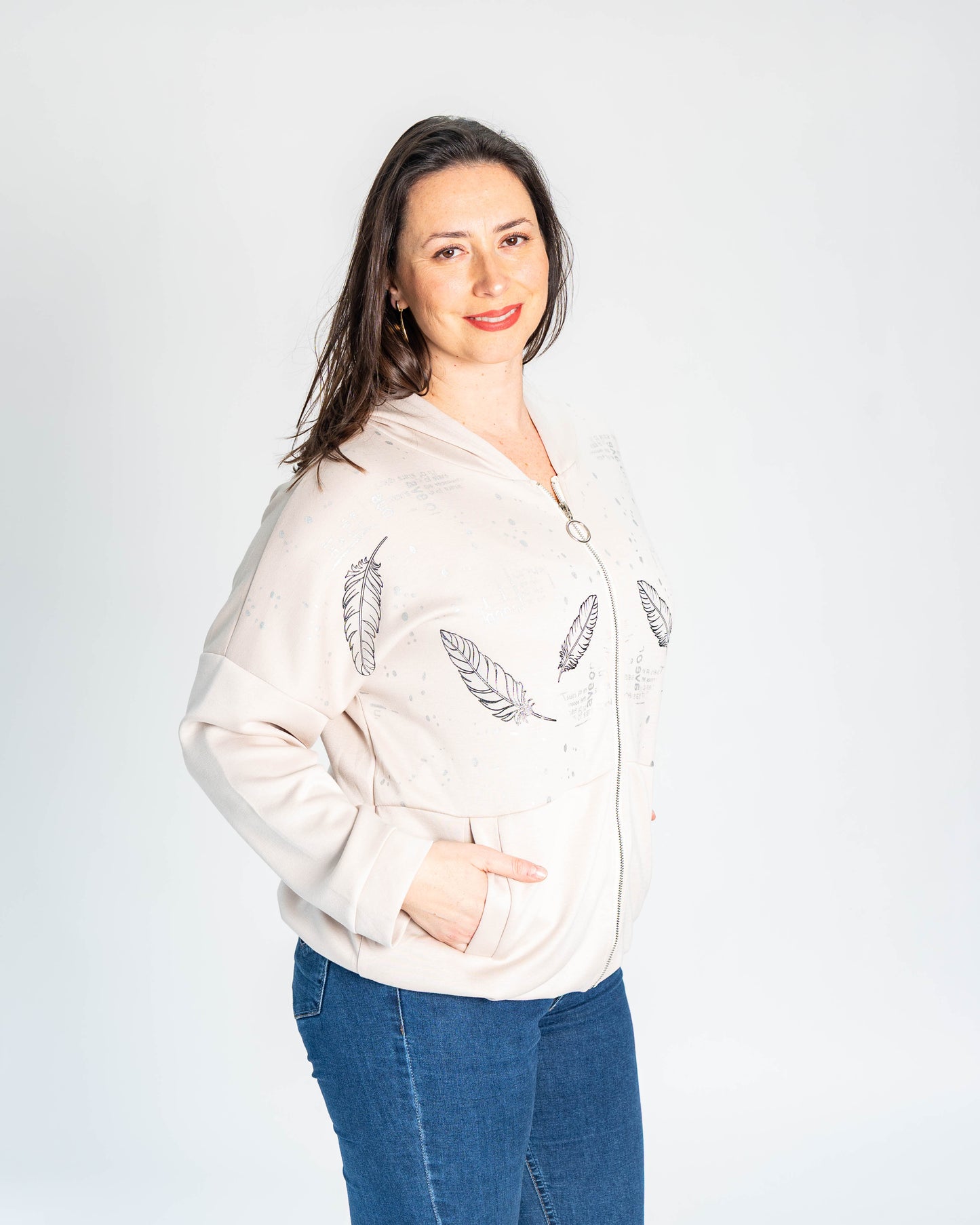 POLERON PLUMAS ANGELA BEIGE