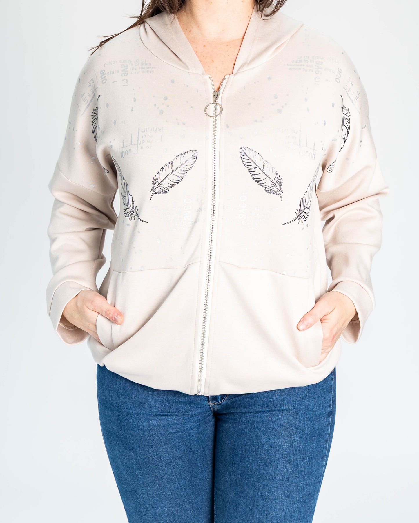 POLERON PLUMAS ANGELA BEIGE
