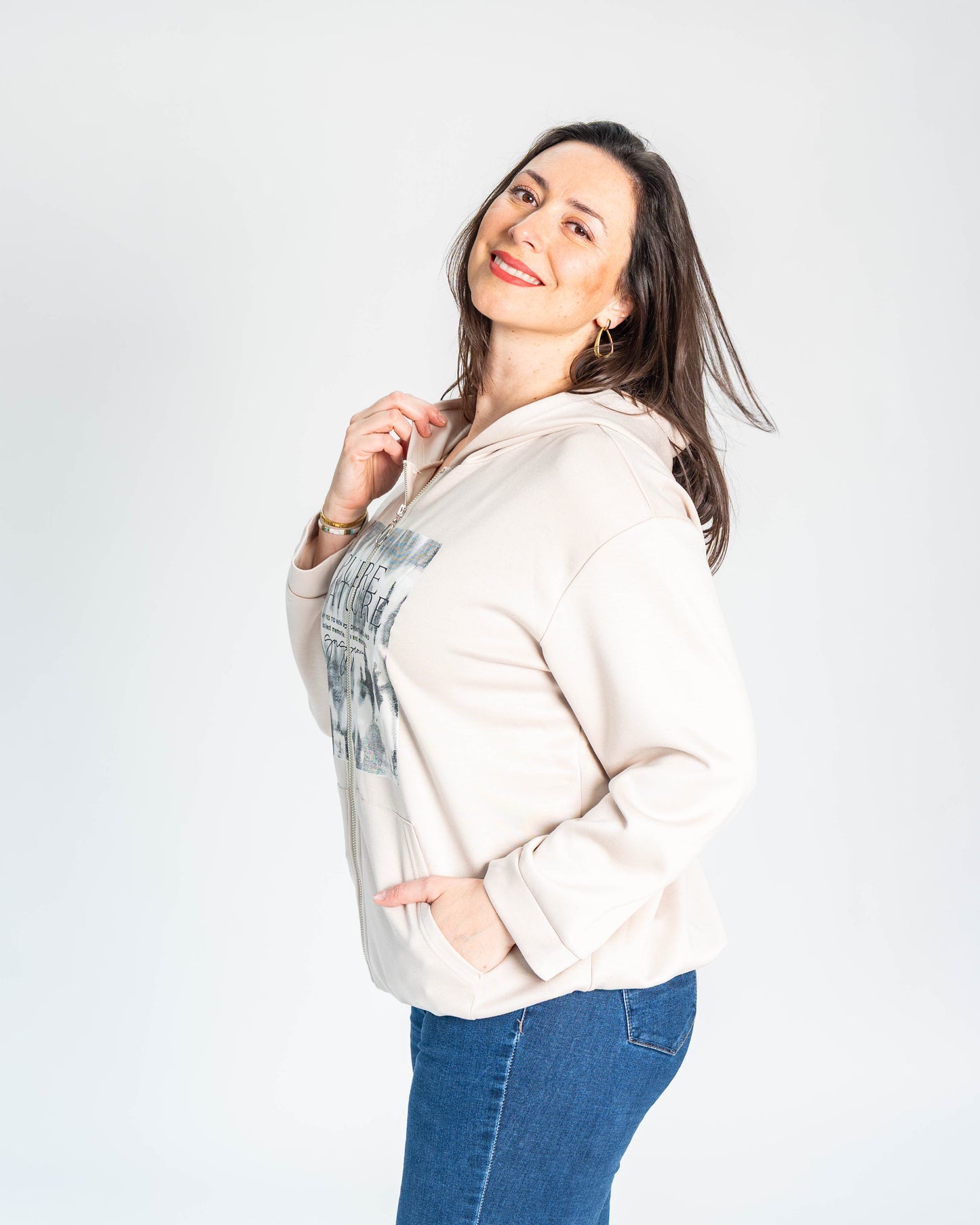 POLERON ESTAMPADO NATURE BEIGE