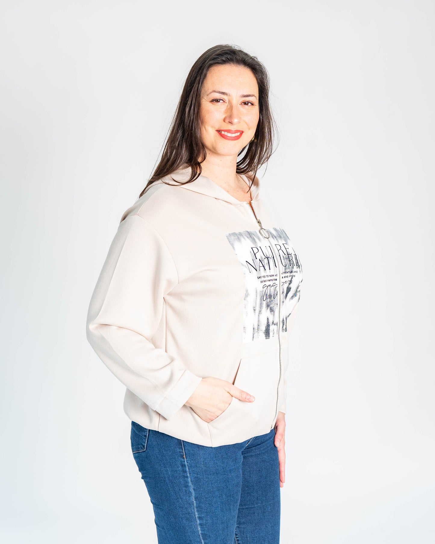 POLERON ESTAMPADO NATURE BEIGE