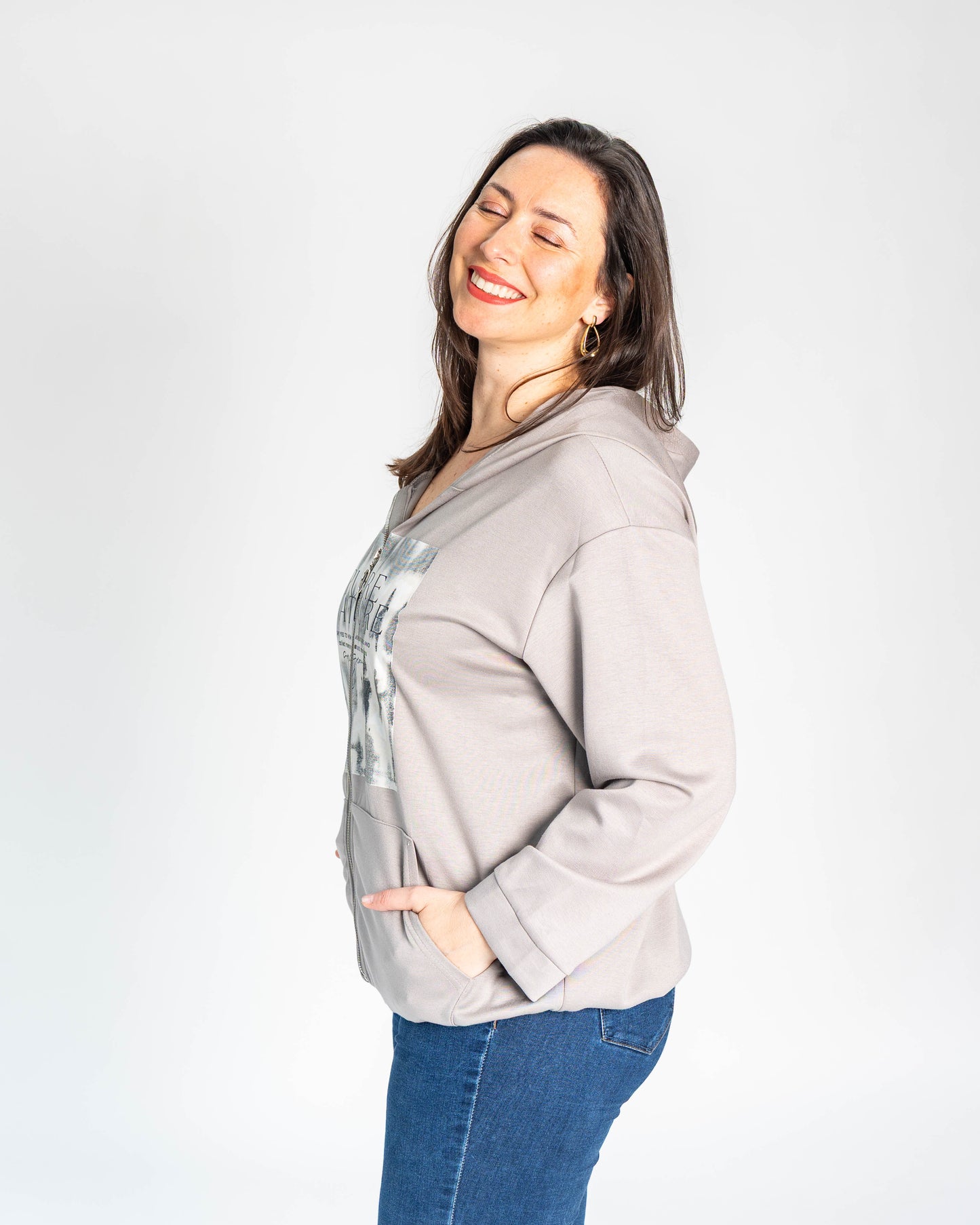 POLERON ESTAMPADO NATURE GRIS