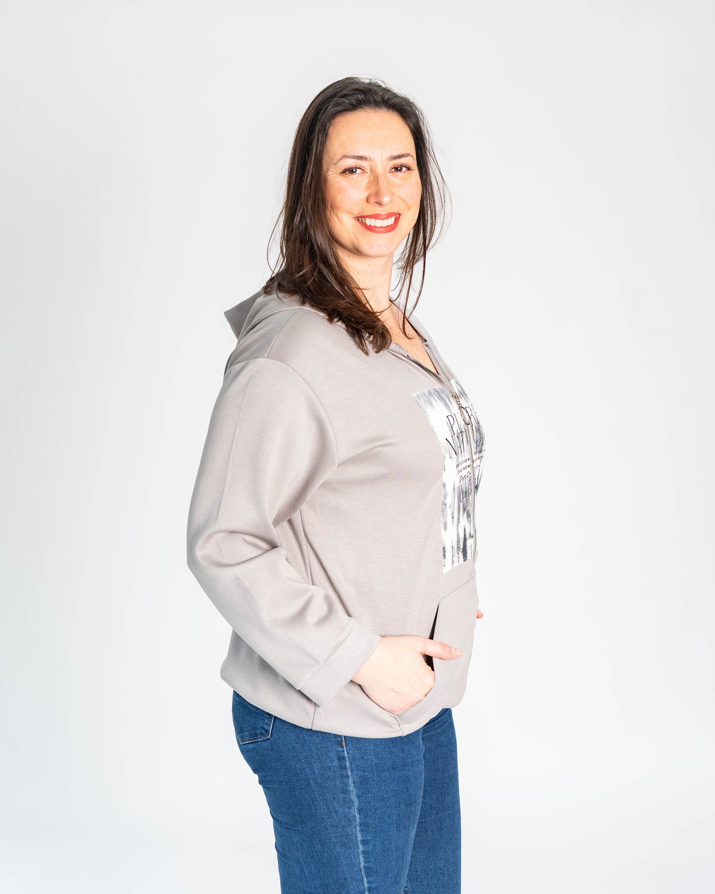 POLERON ESTAMPADO NATURE GRIS