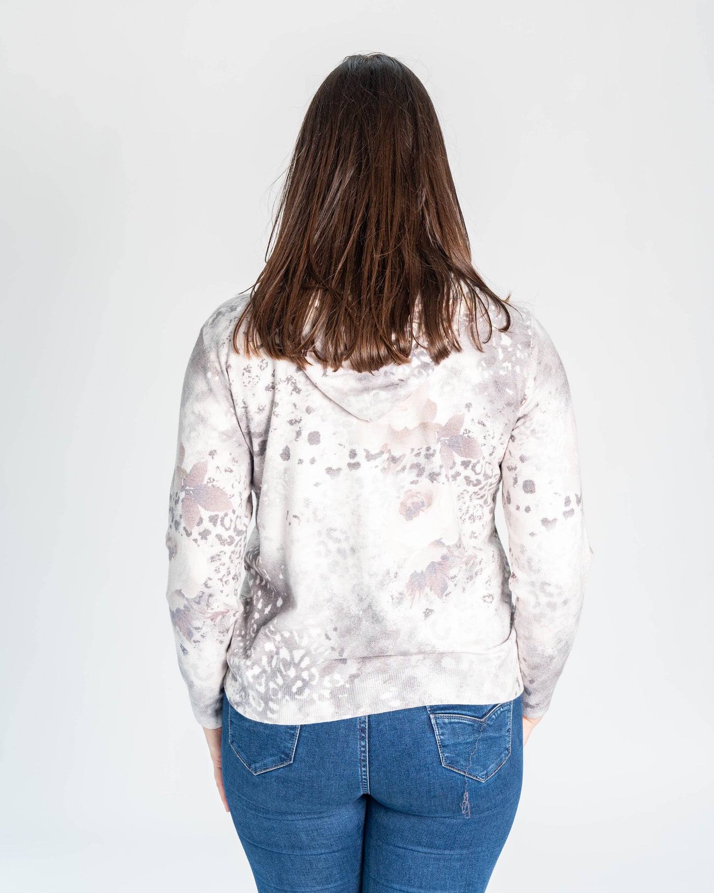 SWEATER CON CIERRE ROSAS BEIGE