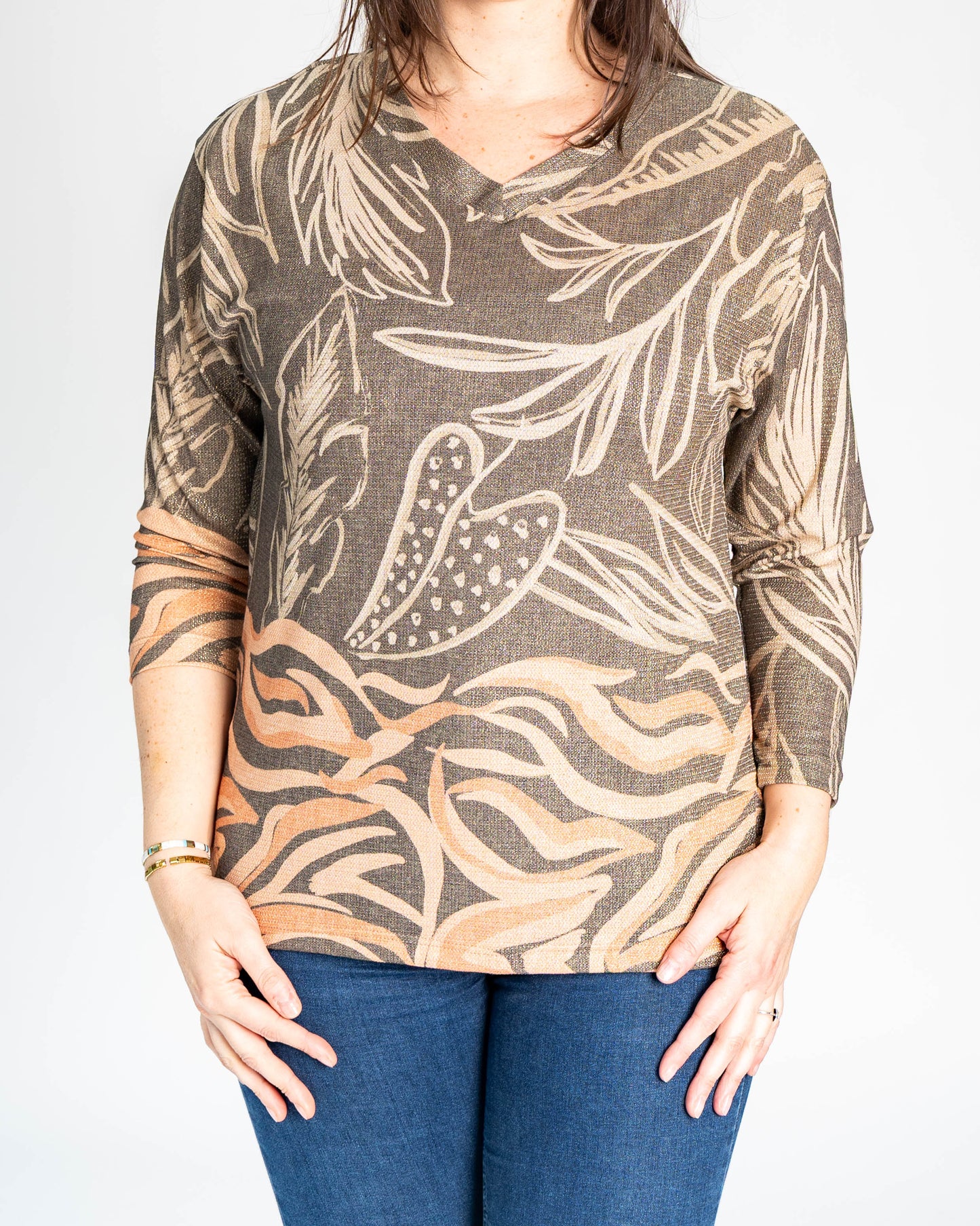 POLERA MAGNETICA BRASIL DORADA/CAFE