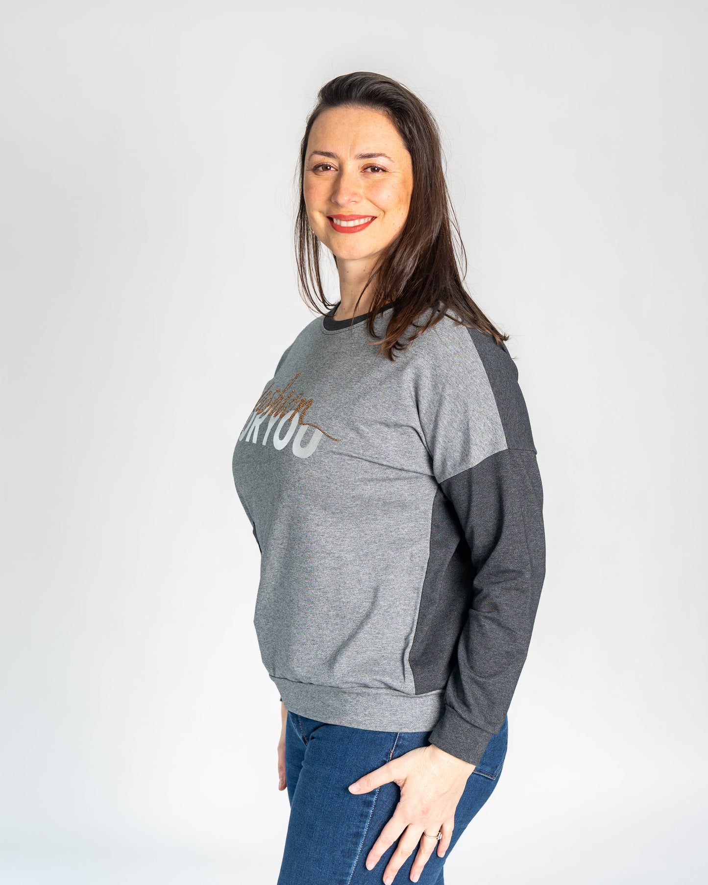 POLERON FASHION BICOLOR GRIS