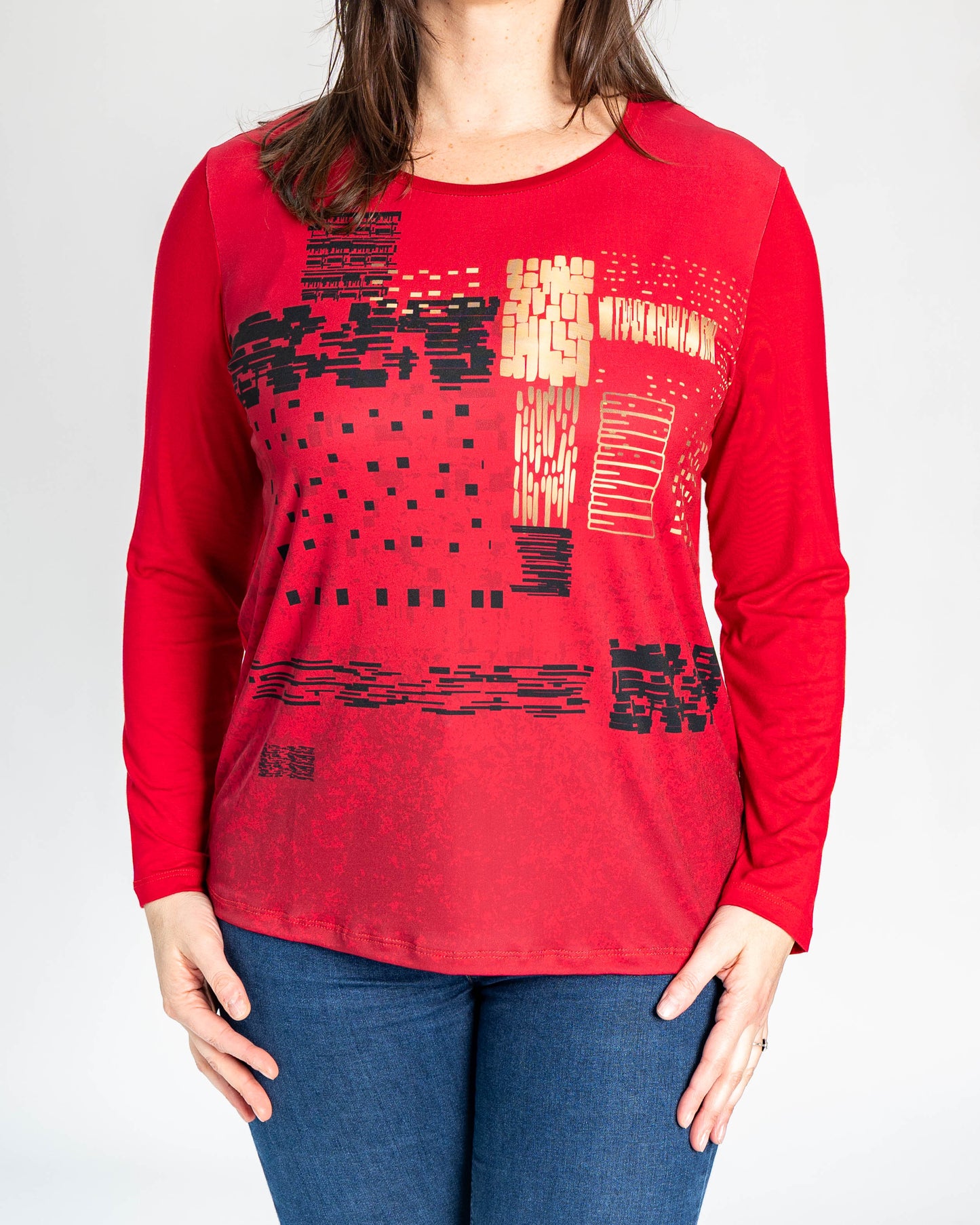 POLERA PIA ROJA/DORADA