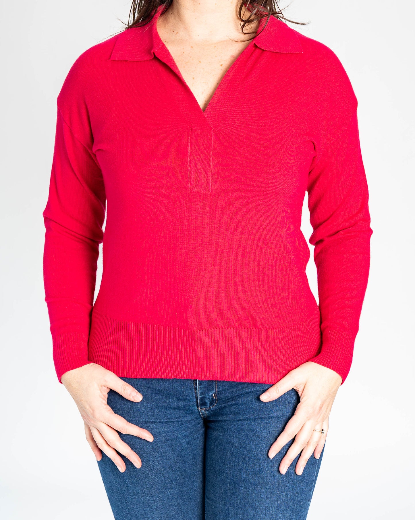 SWEATER CUELLO POLO SIENNA FRAMBUESA