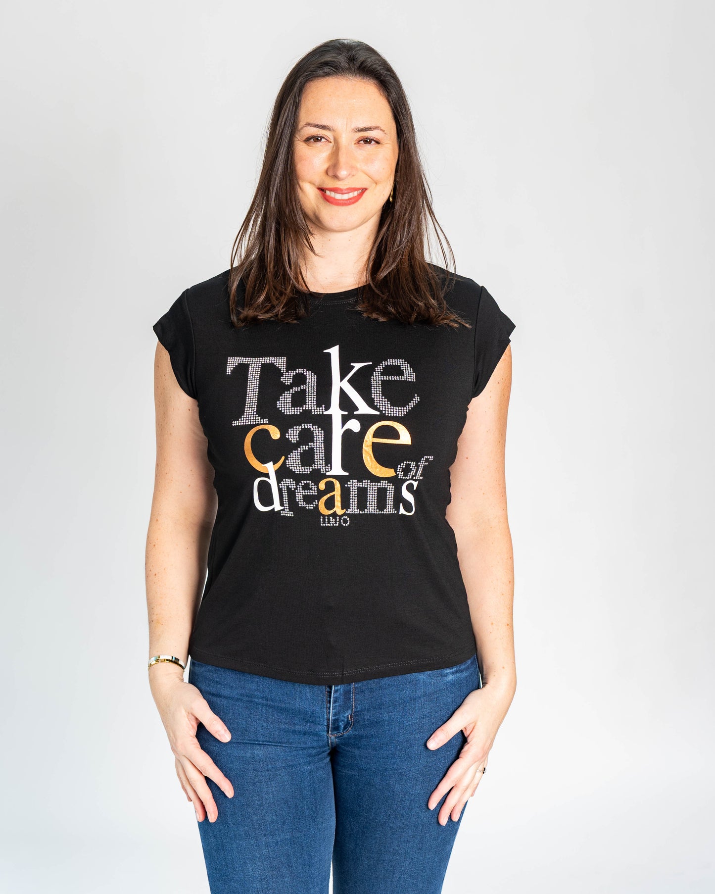 POLERA BRILLOS TAKE CARE NEGRA