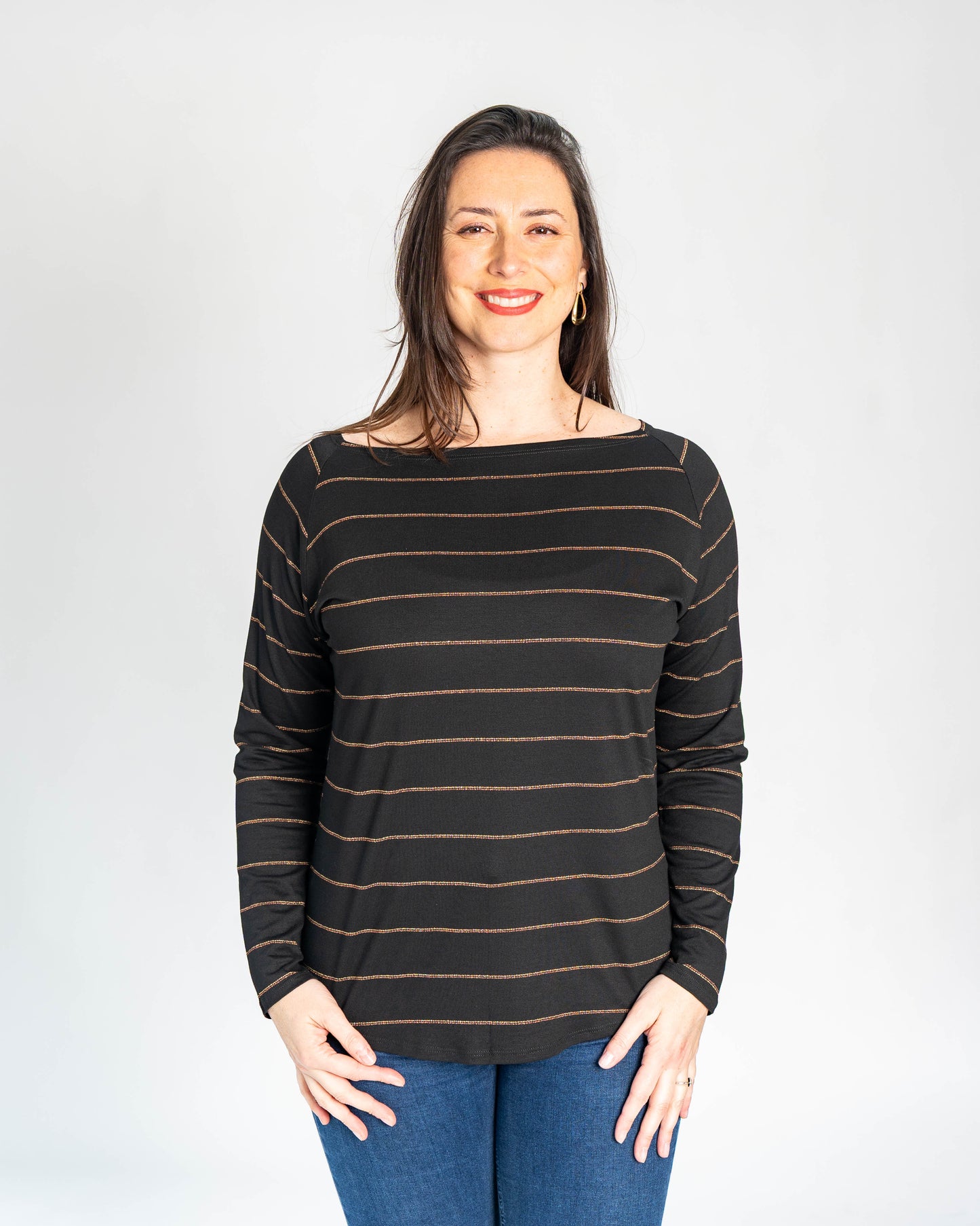 POLERA BR RAYAS BRILLO MANGA LARGA NEGRA