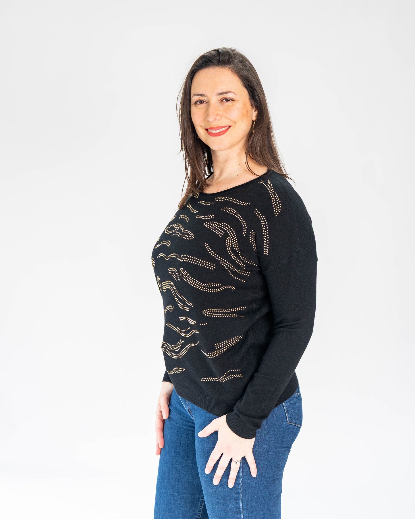 Sweater Brillo Dorado Bayoleth Negro