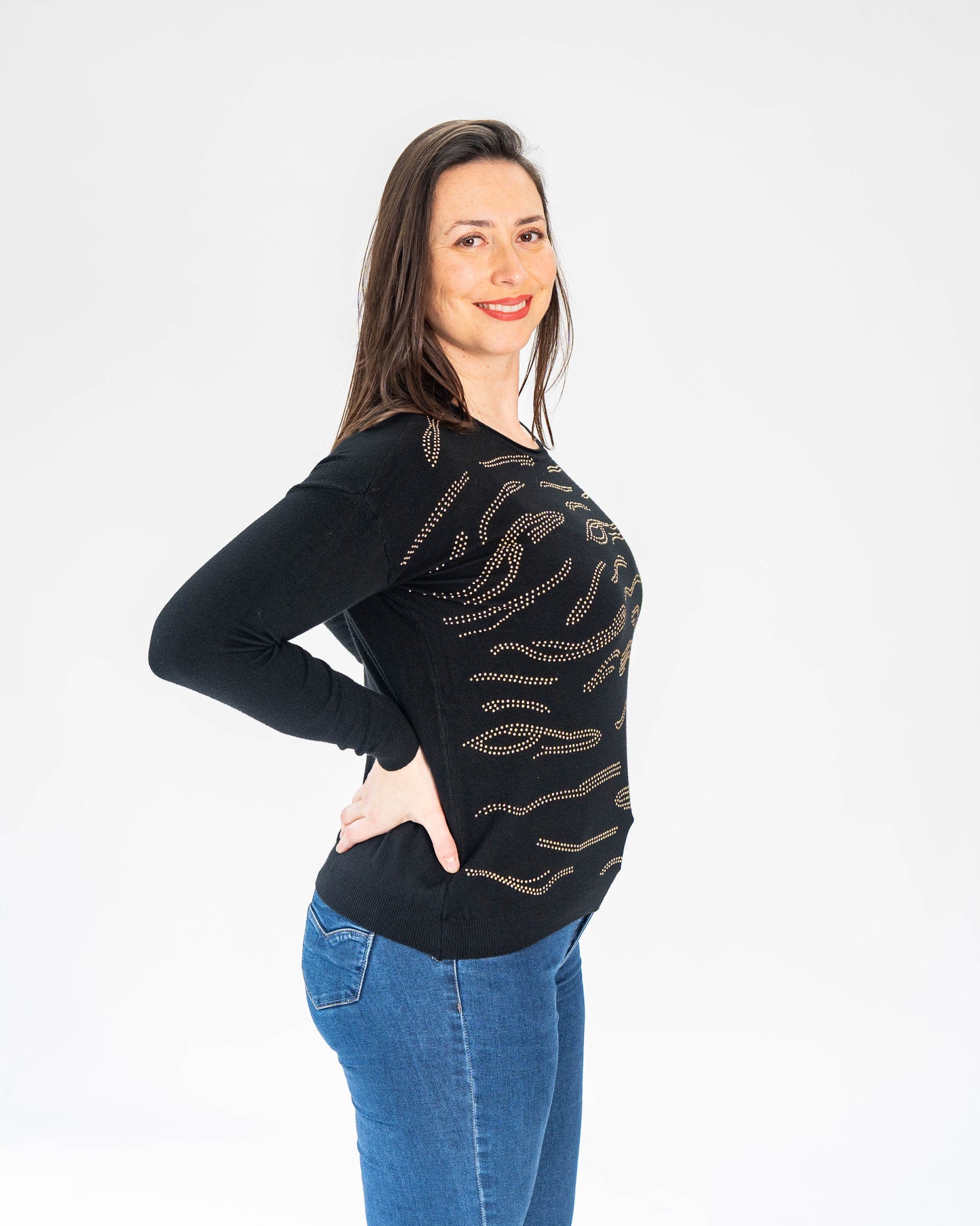 Sweater Brillo Dorado Bayoleth Negro