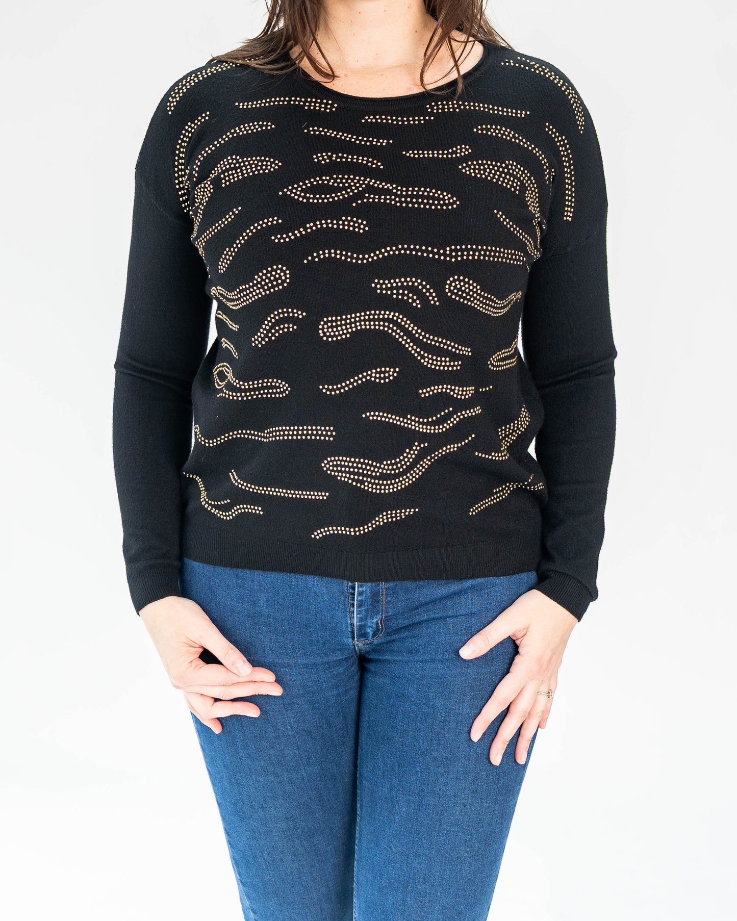 Sweater Brillo Dorado Bayoleth Negro