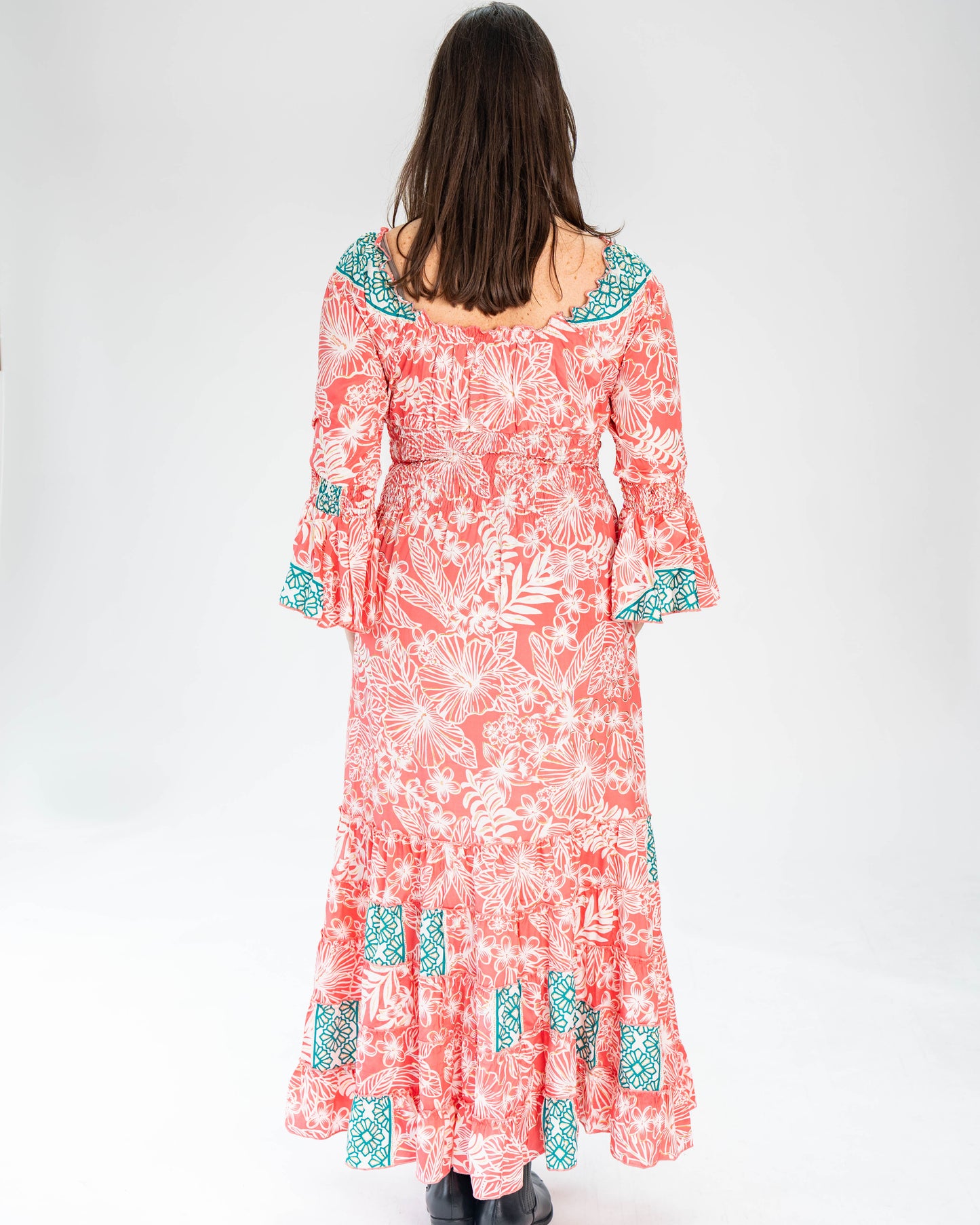 Vestido Brasileño Indu Manga Larga Rosado