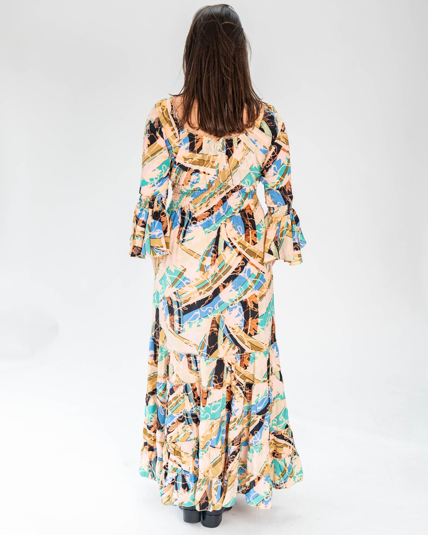 Vestido Brasileño Indu Manga Larga Multicolor