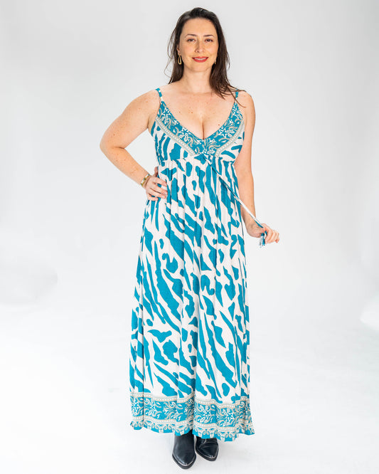 Vestido BR Diseño Anabella Turquesa