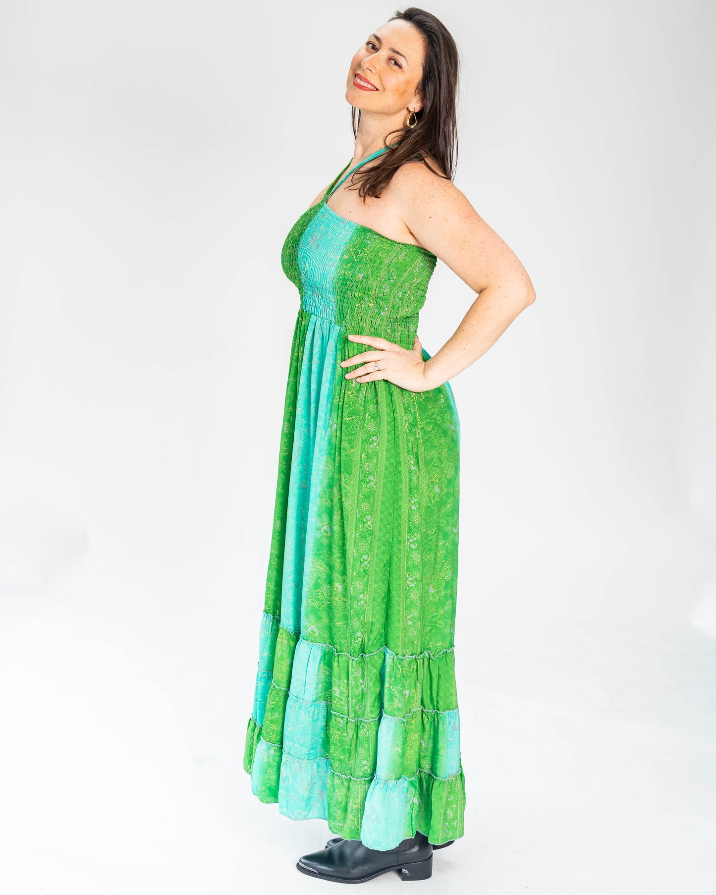 Vestido Brasileño Indu Sin Hombros Verde