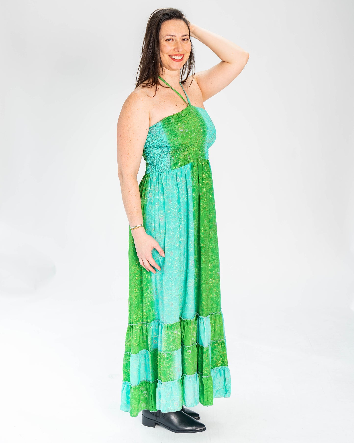 Vestido Brasileño Indu Sin Hombros Verde