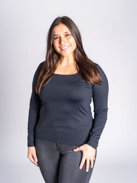 Polera Básica Manga larga Lorena Negra