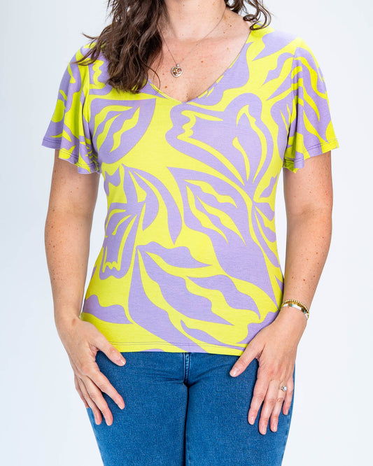 Polera Líneas Giselle Amarillo Lila