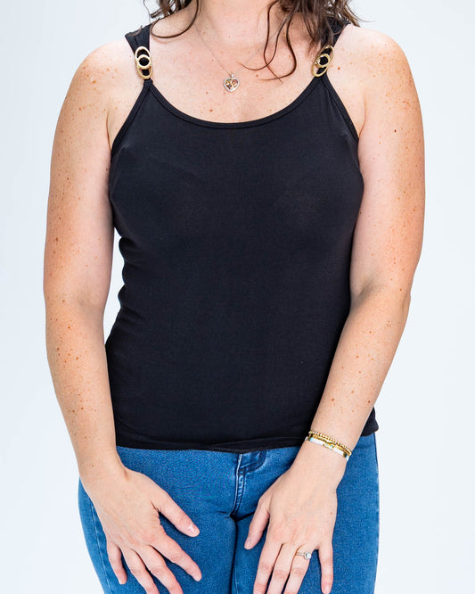 Polera Aplicación Dorado Negro