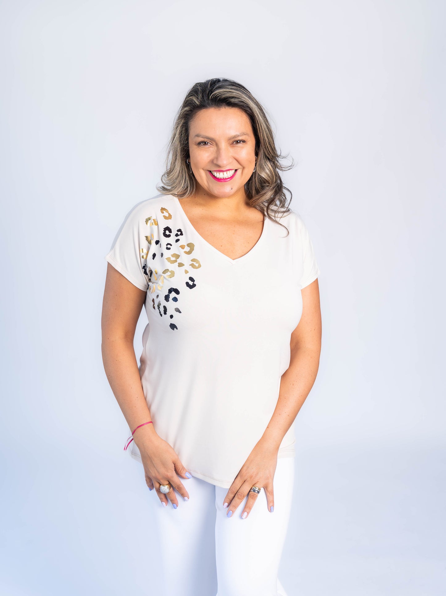 POLERA PRINT SOLANGE BEIGE