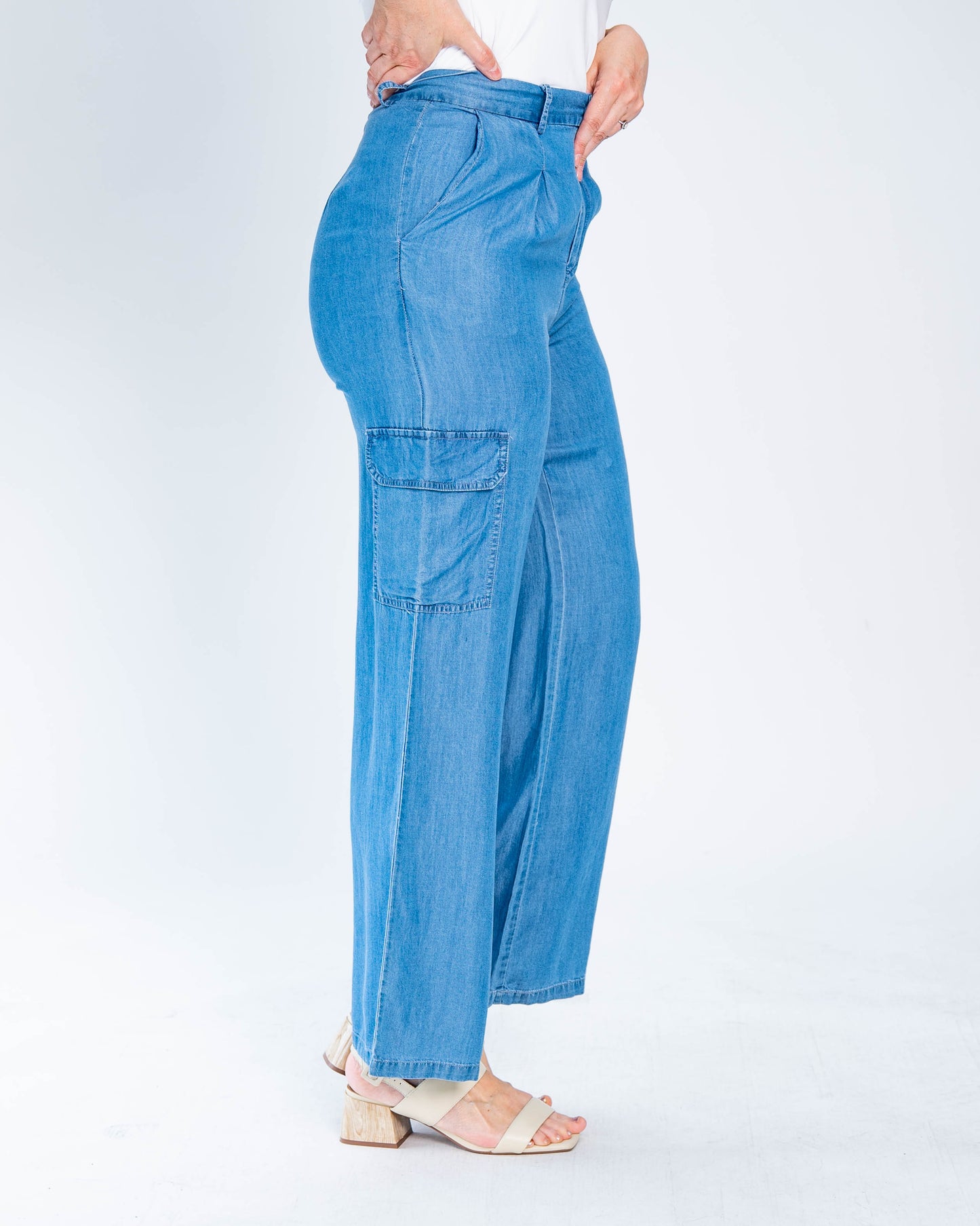 Pantalón Tencel Cargo Azul