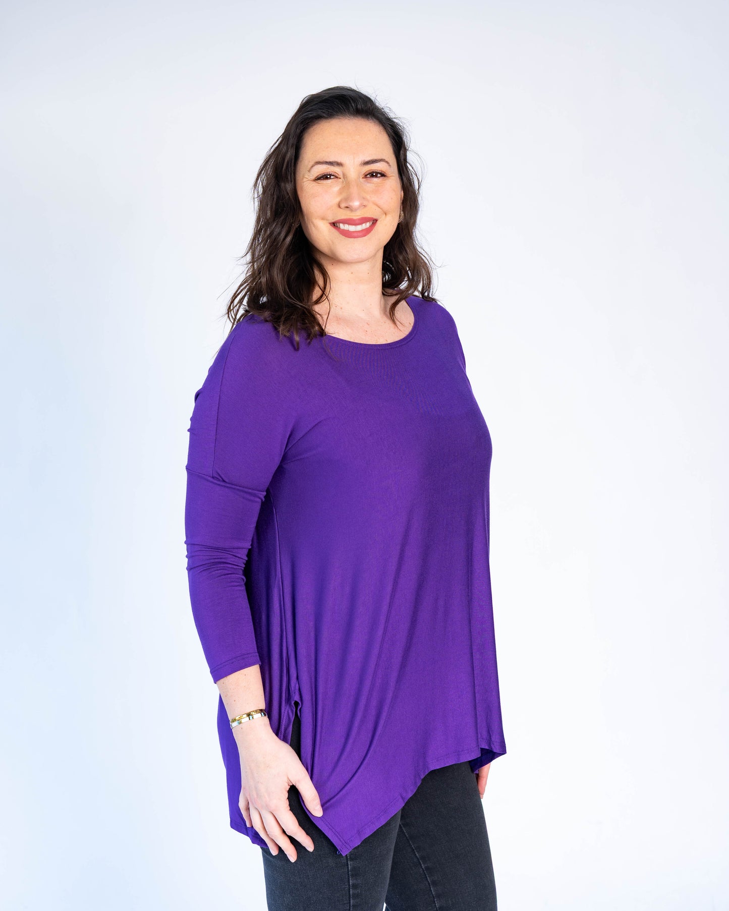 Polera básica cony morado