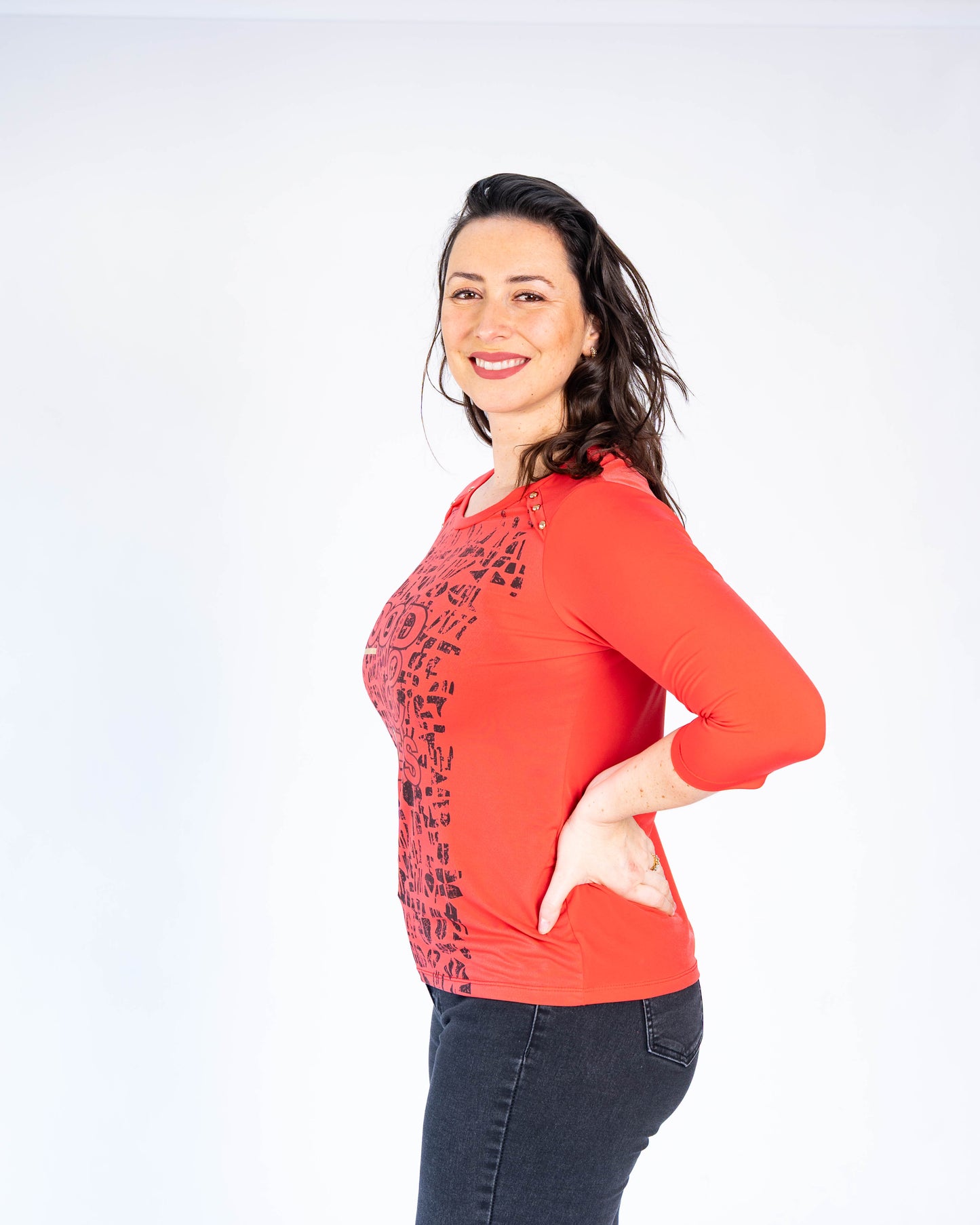 Polera good vibes coral