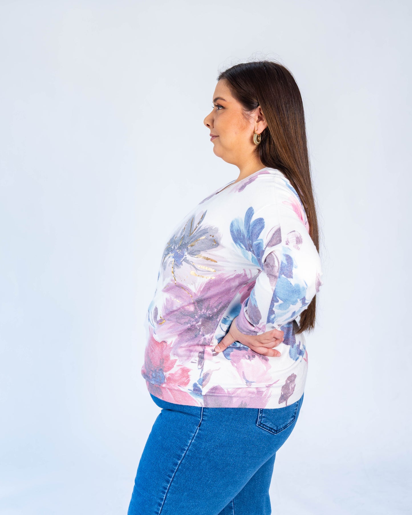 Sweater flores blanco