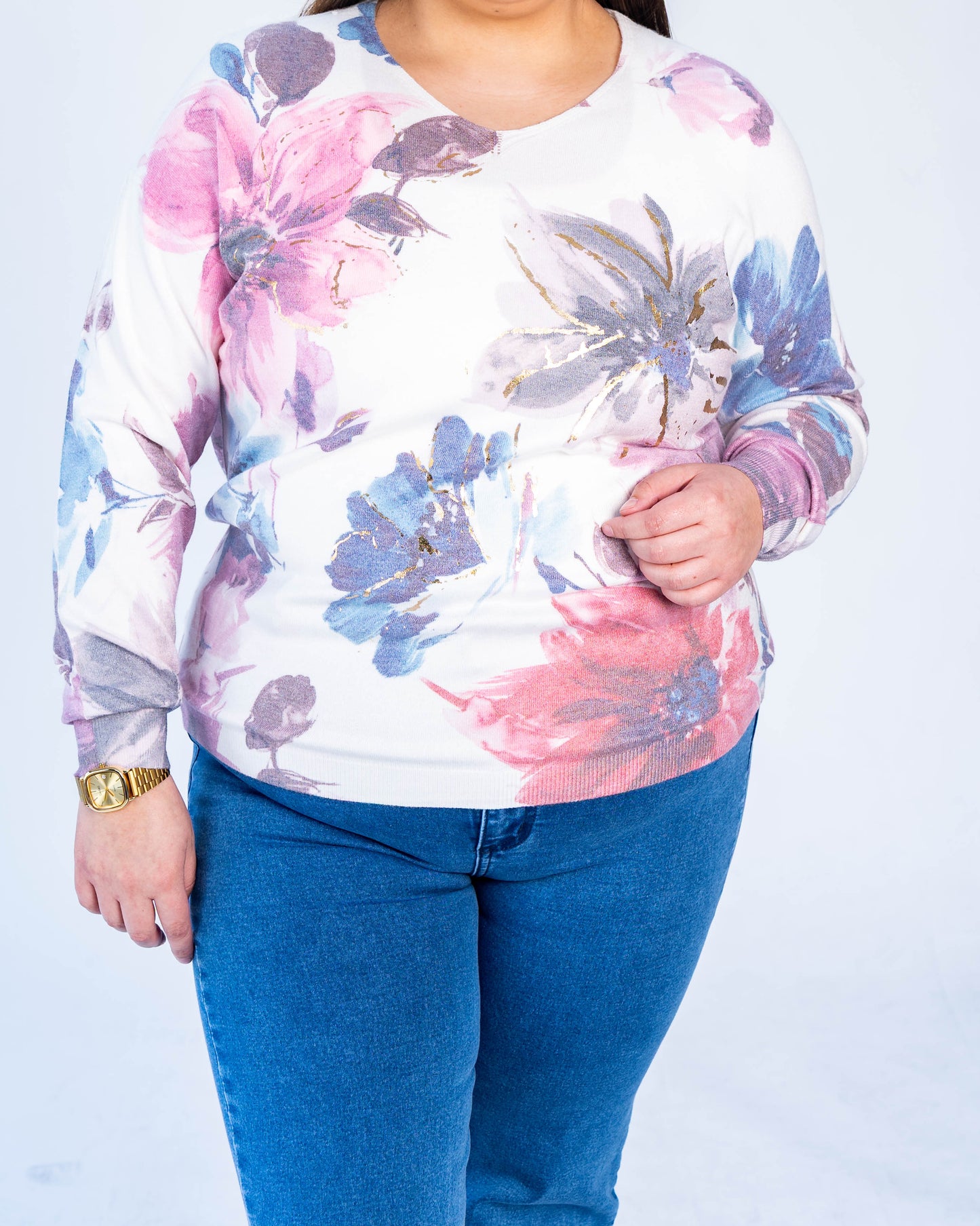 Sweater flores blanco