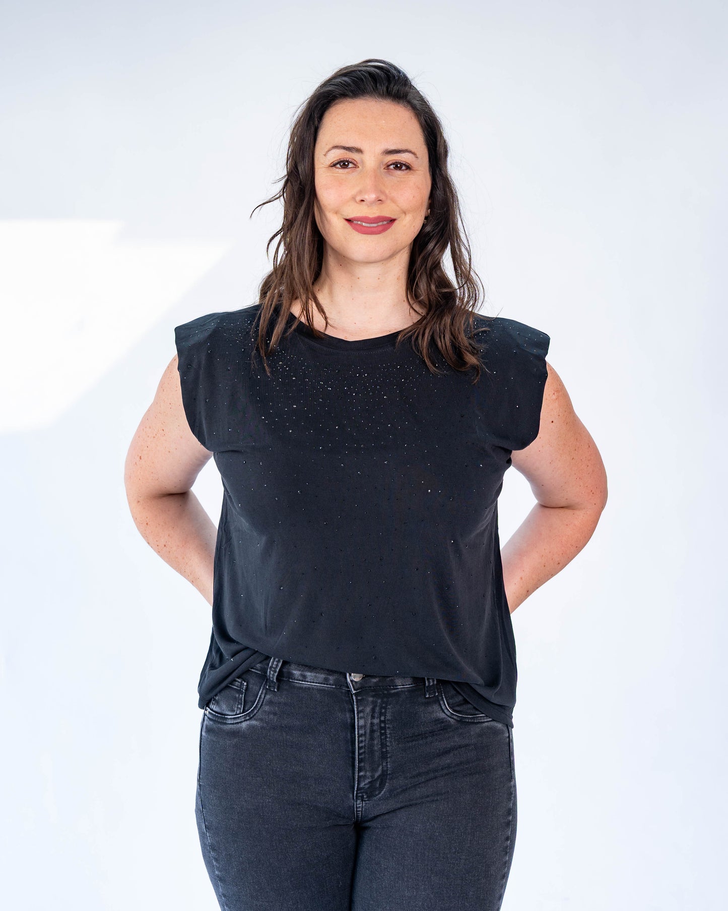 Polera Melanie brillos negro