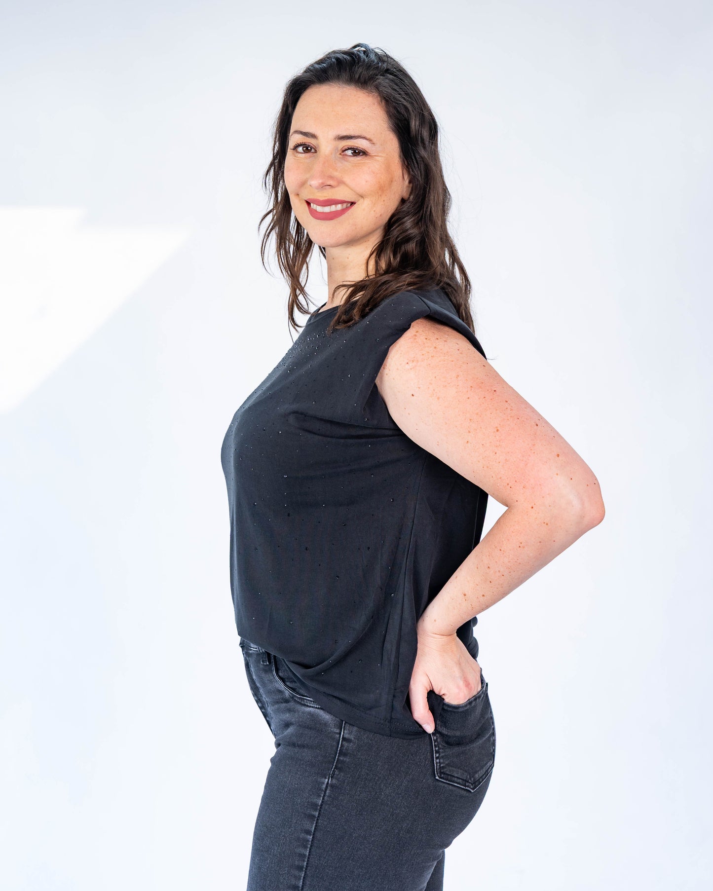 Polera Melanie brillos negro