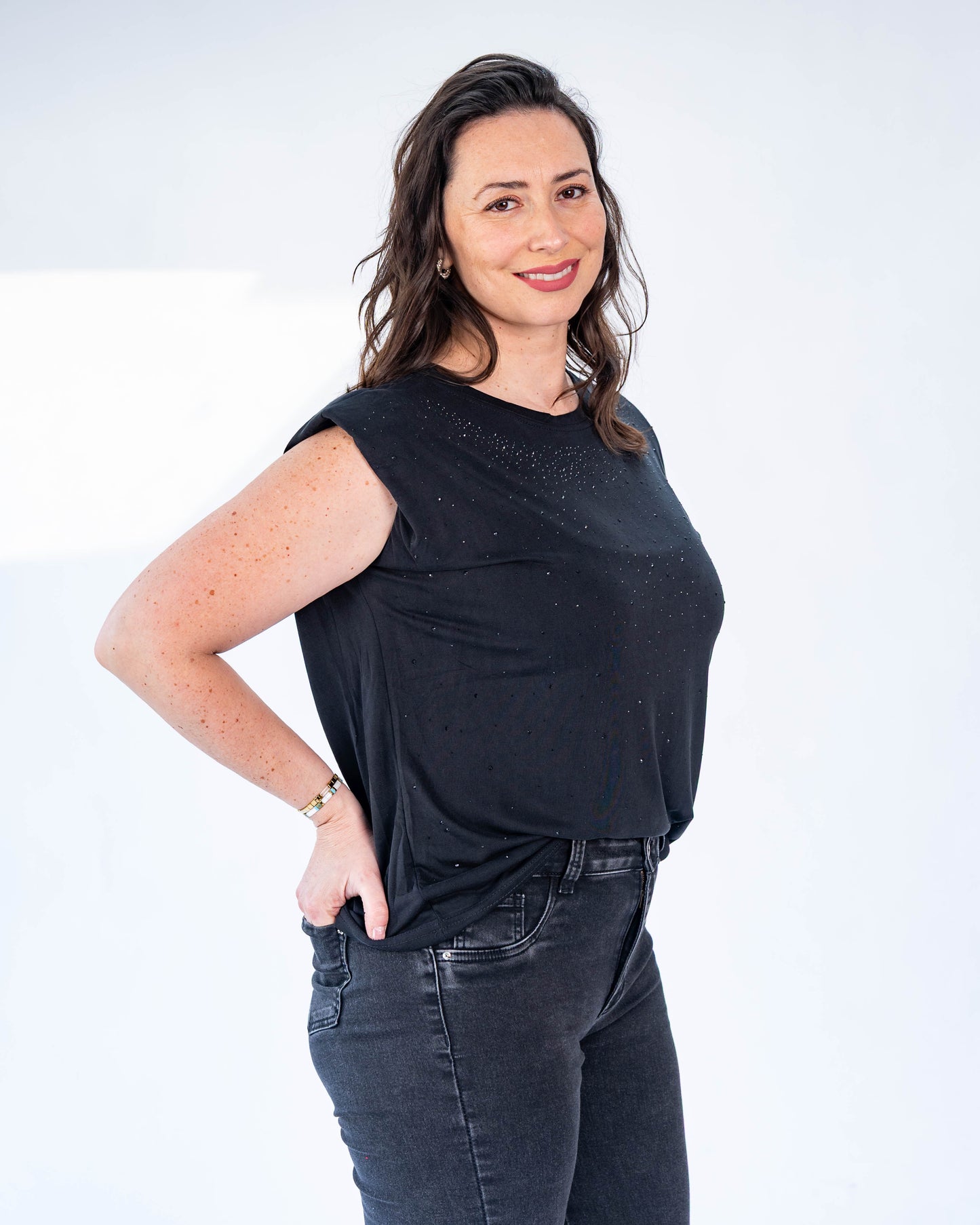 Polera Melanie brillos negro