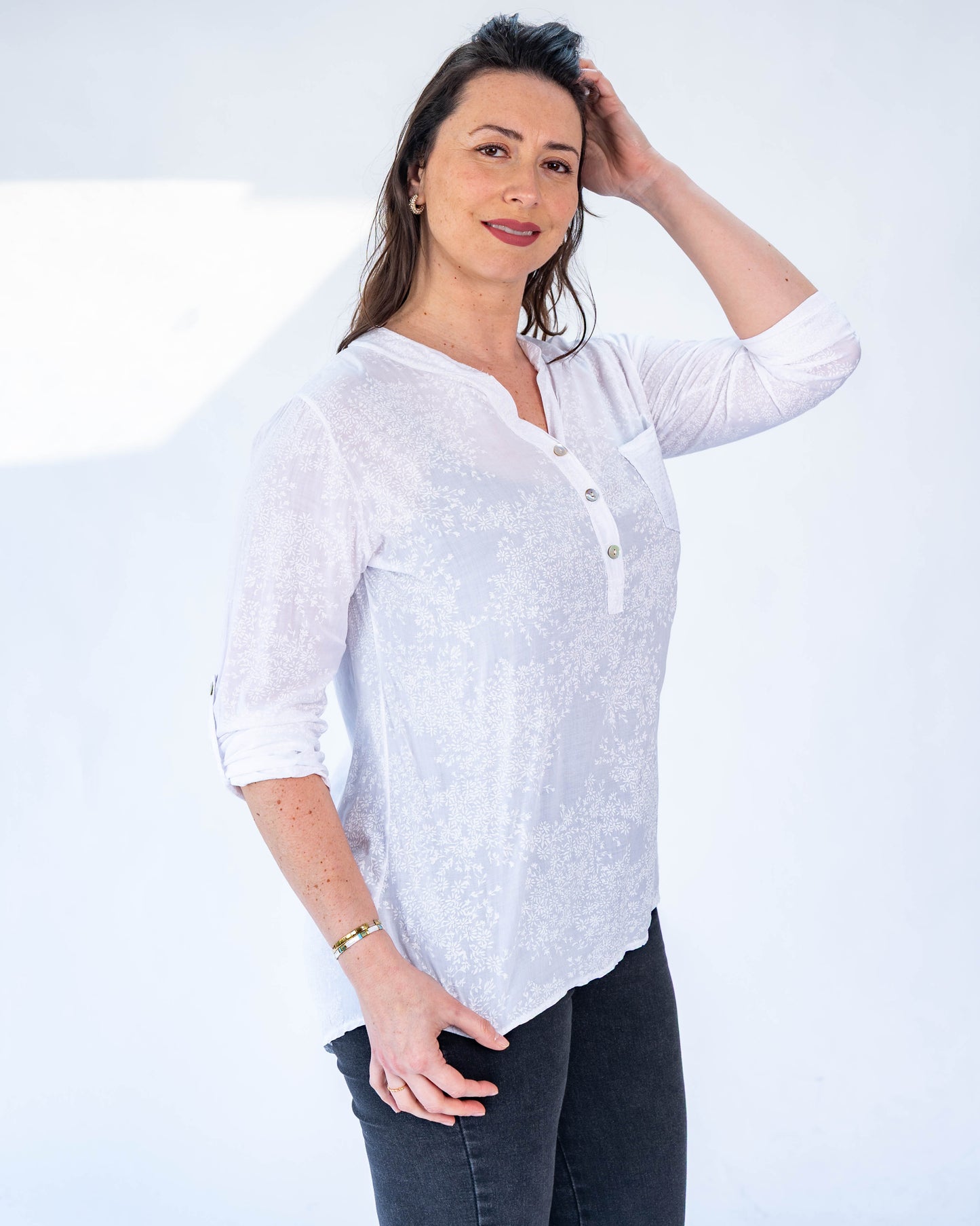 Blusa Flores Tere Blanco