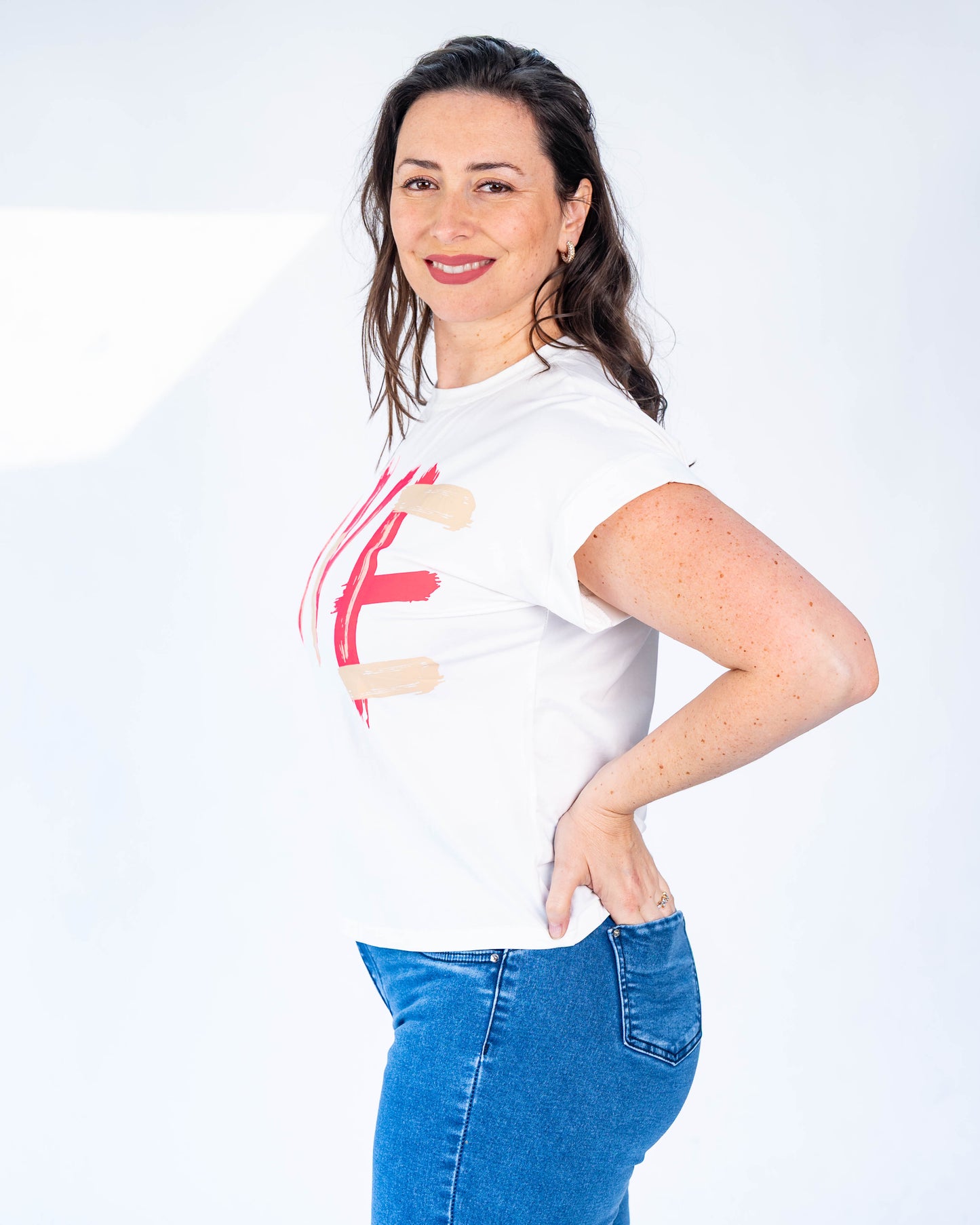 Polera love flour blanco