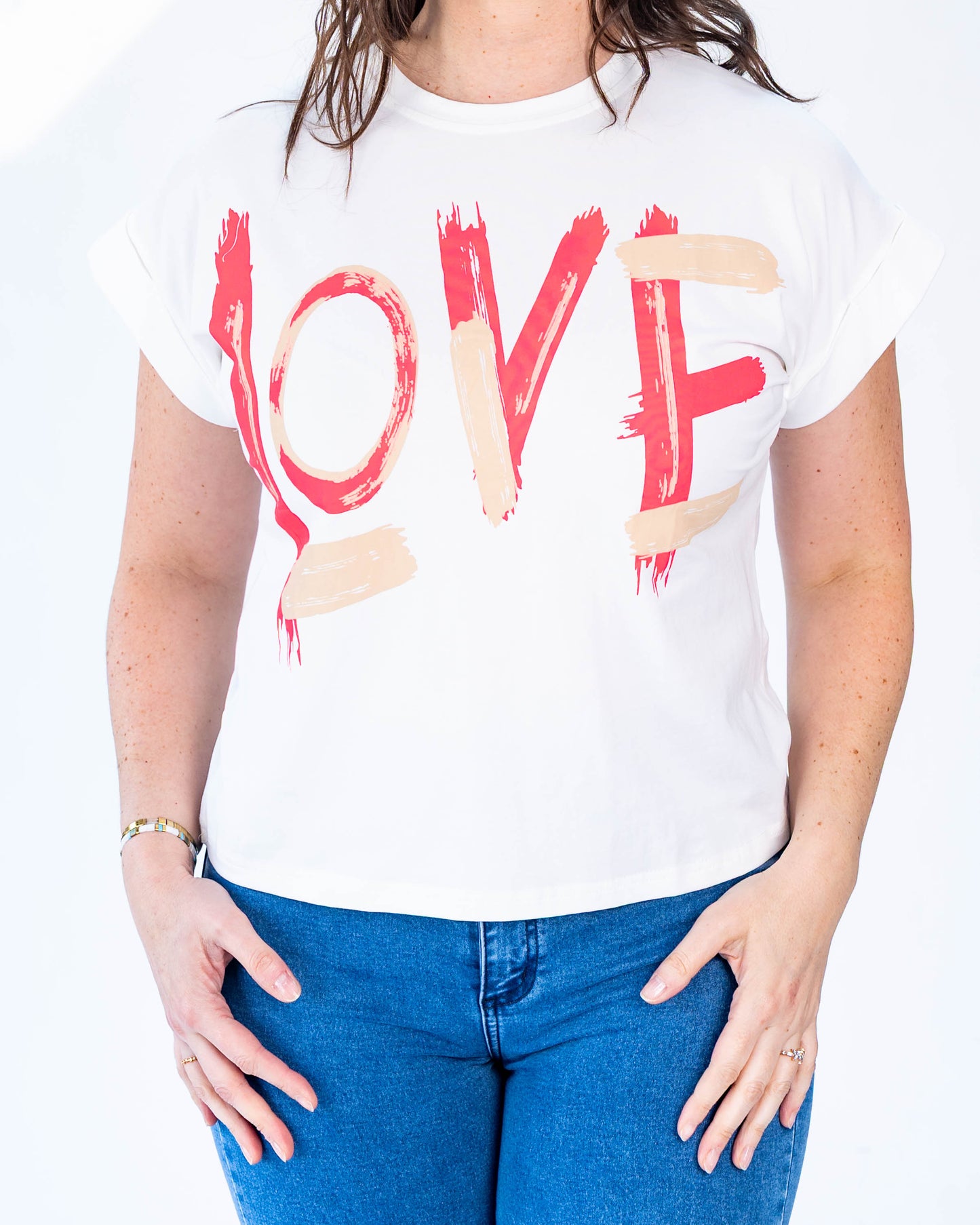 Polera love flour blanco