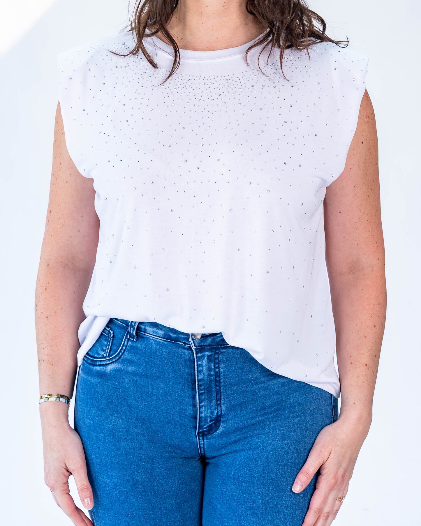 Polera Melanie brillos blanco