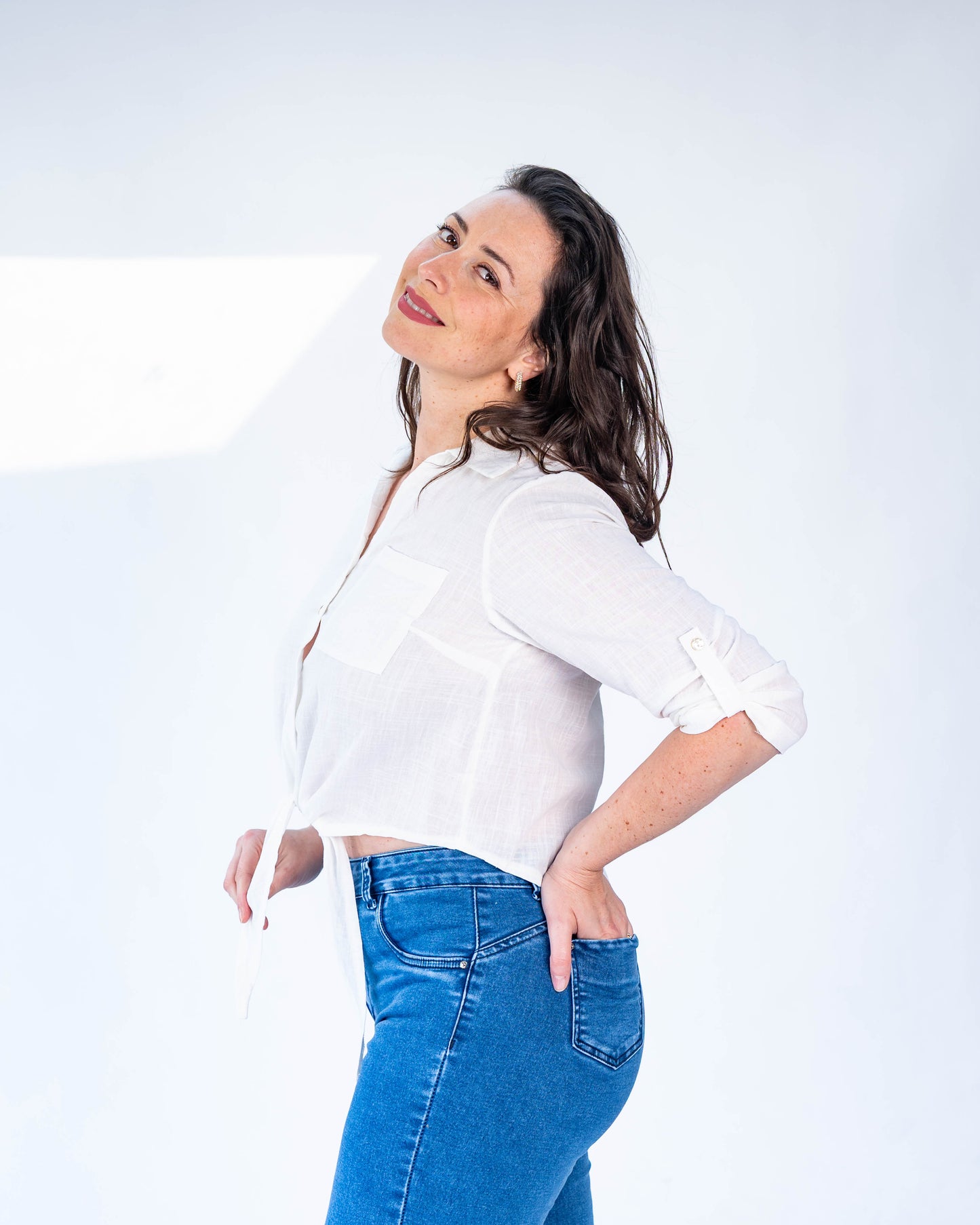 Blusa Elena Lino con Amarre Blanco