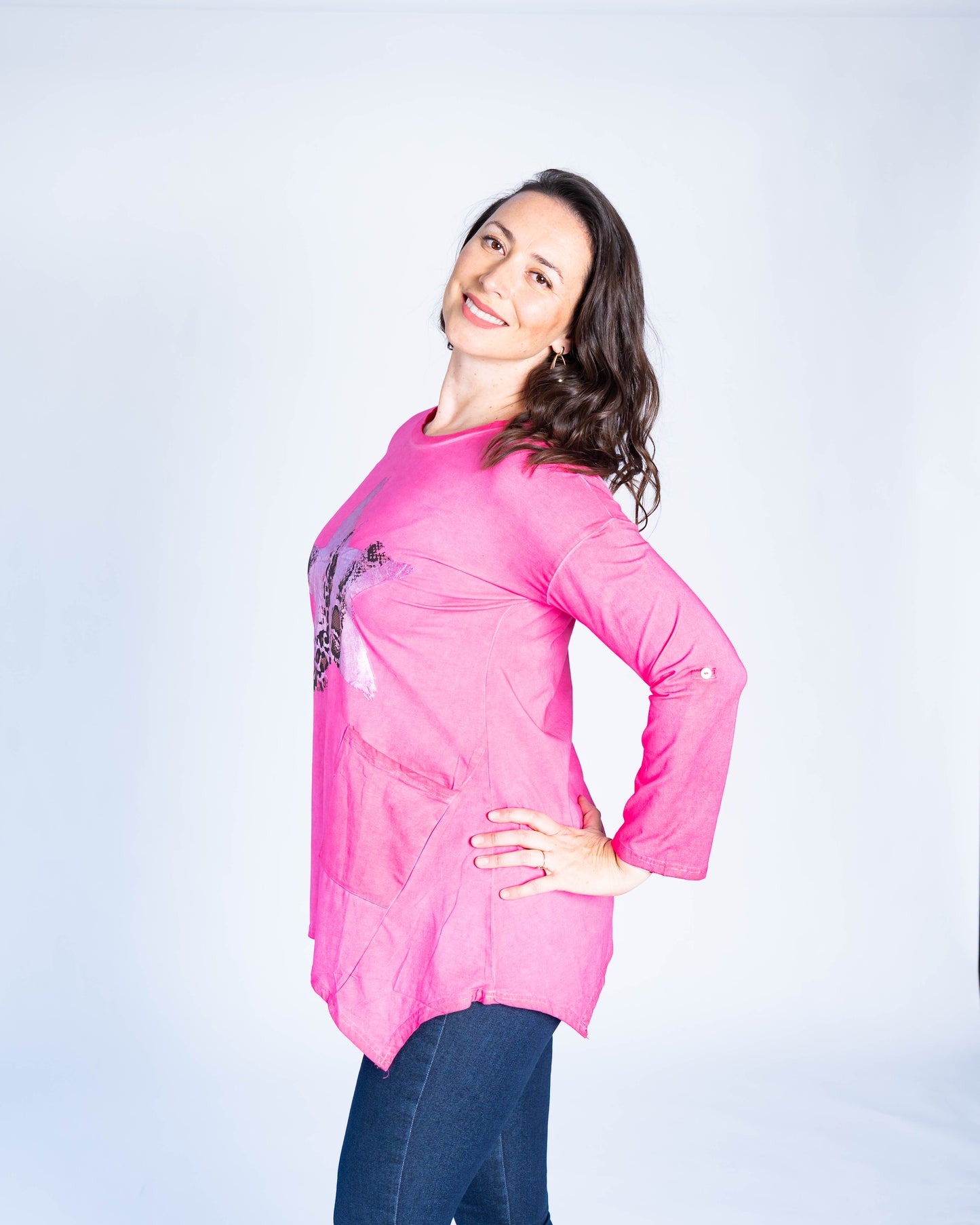 Polera Larga Star Fucsia