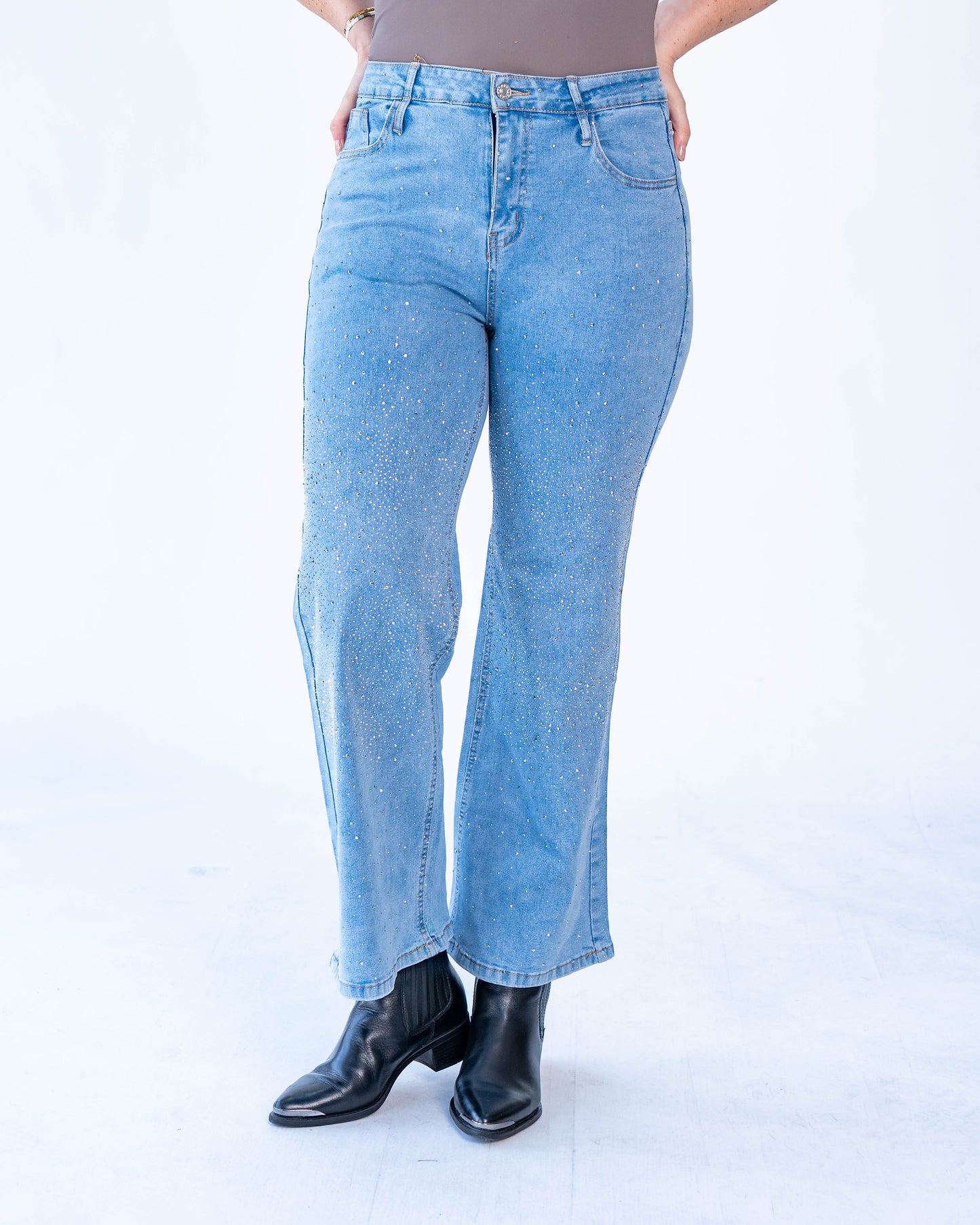 Jeans brillos beyonce azul claro