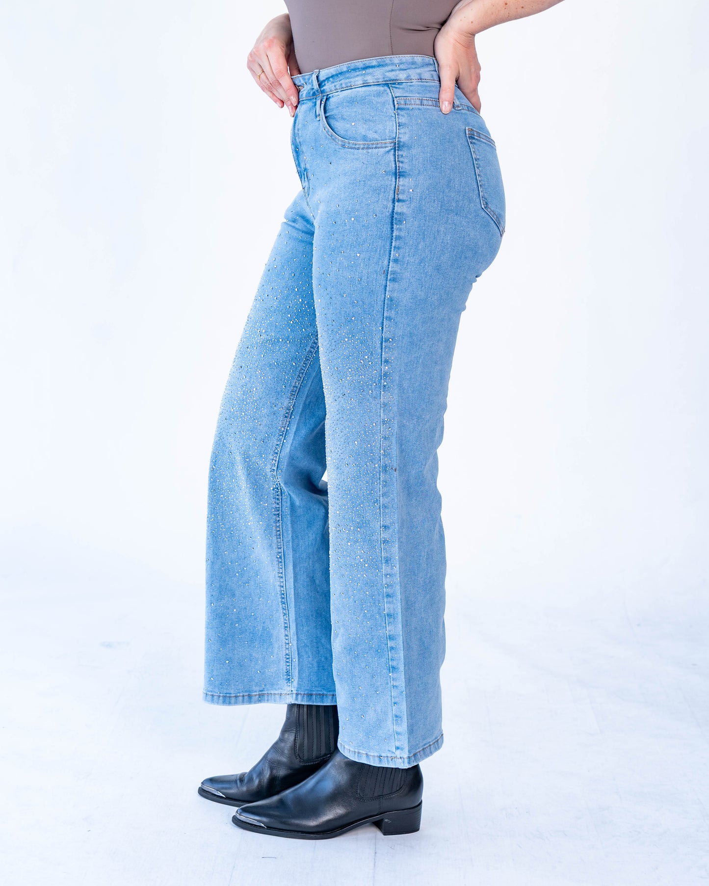 Jeans brillos beyonce azul claro