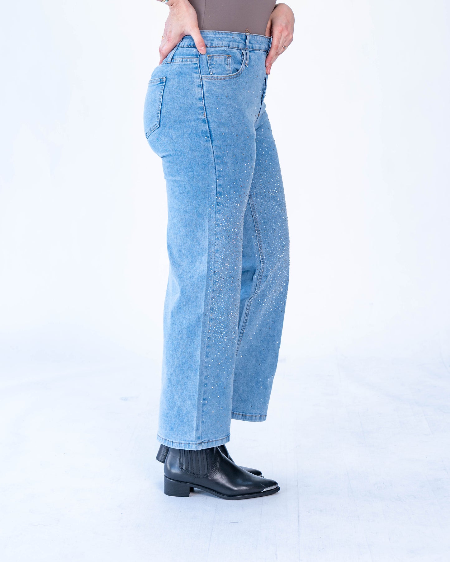 Jeans brillos beyonce azul claro