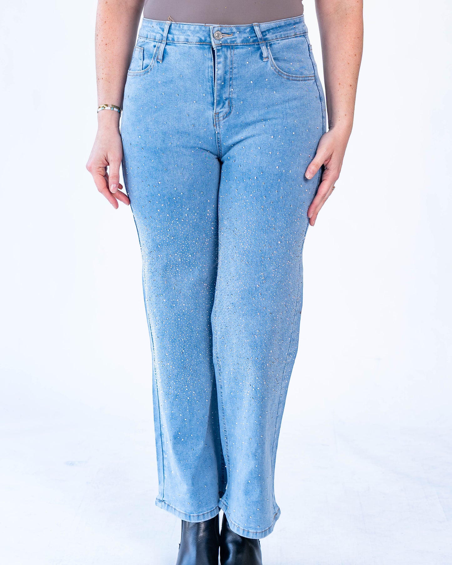 Jeans brillos beyonce azul claro