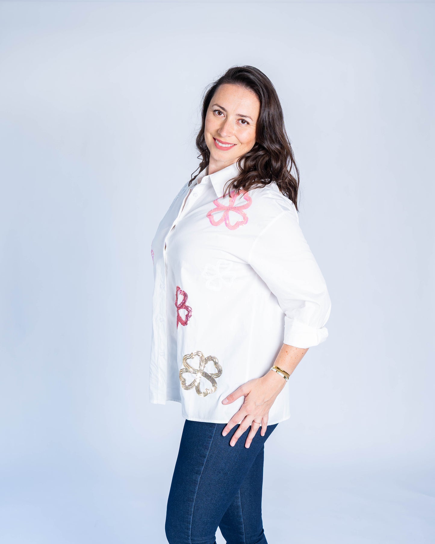 BLUSA FASHION FLORES BLANCA